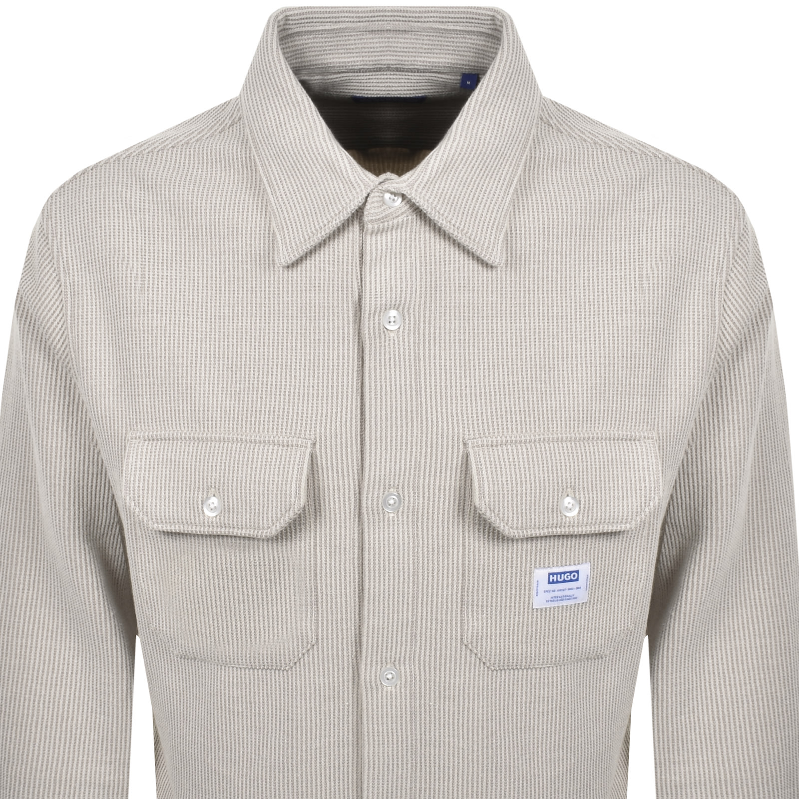 Hugo Blue Ekynone Long Sleeve Shirt Beige In Gray