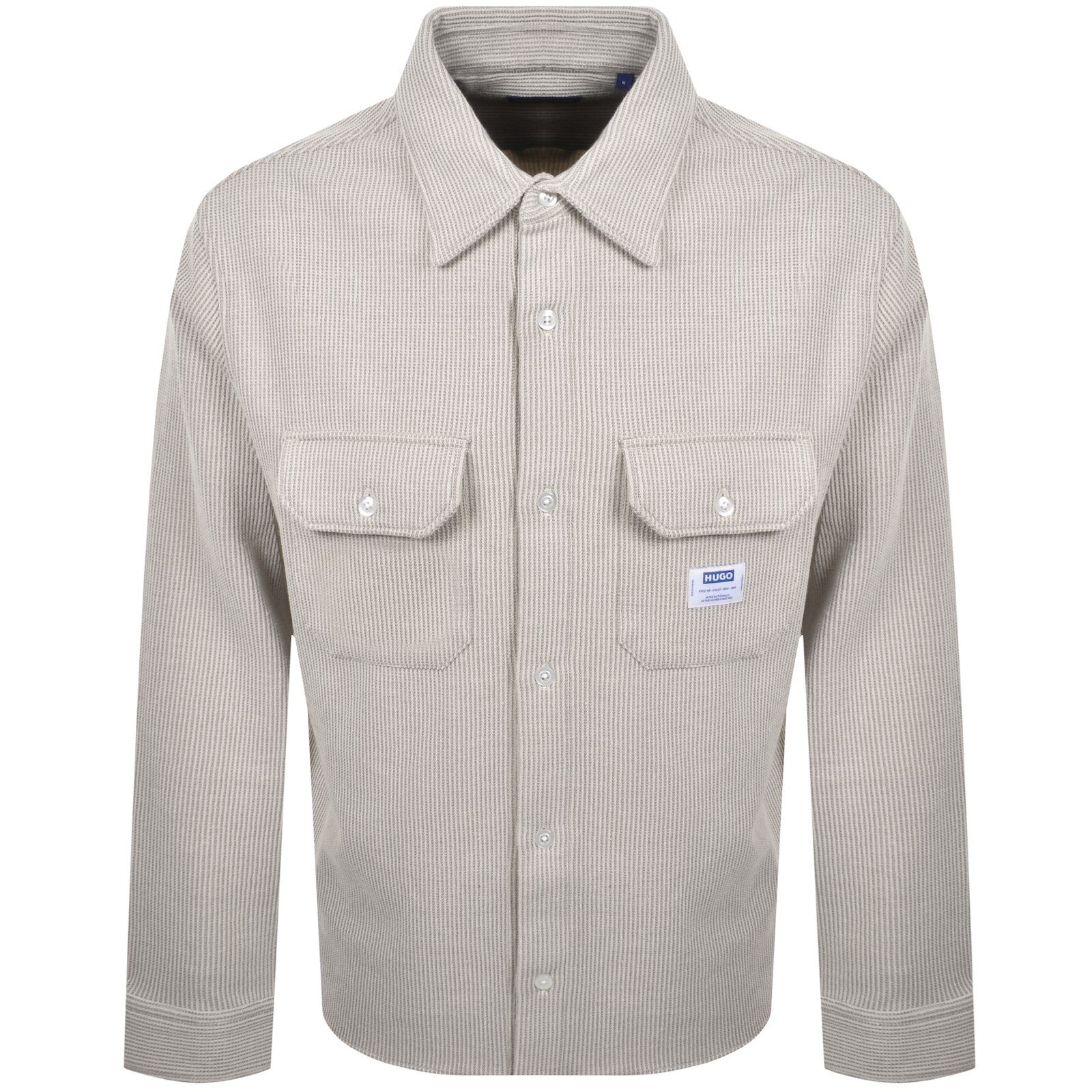 Hugo Blue Ekynone Long Sleeve Shirt Beige In Gray