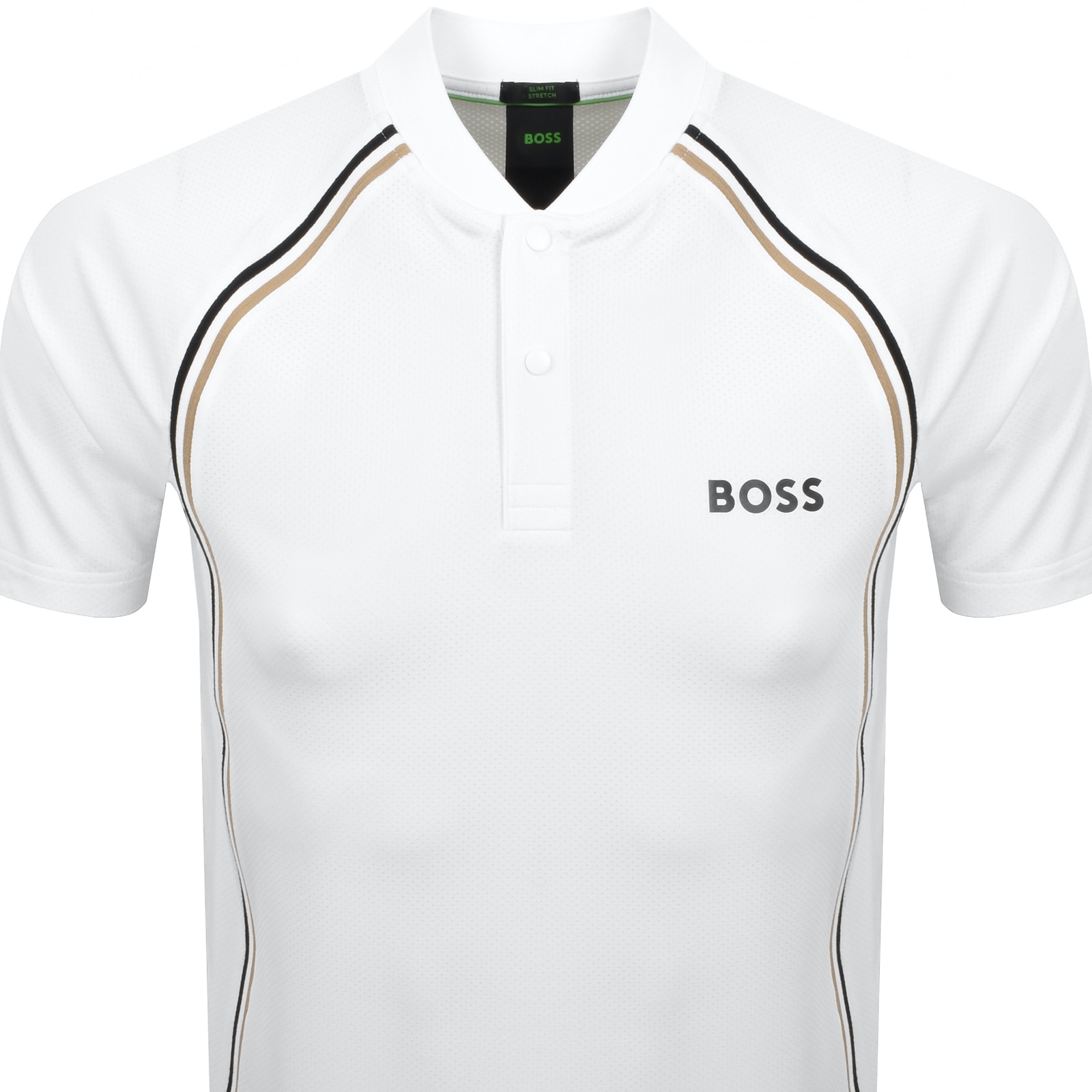 BOSS ATHLEISURE BOSS PARIQ MESH SLIM FIT POLO T SHIRT WHITE