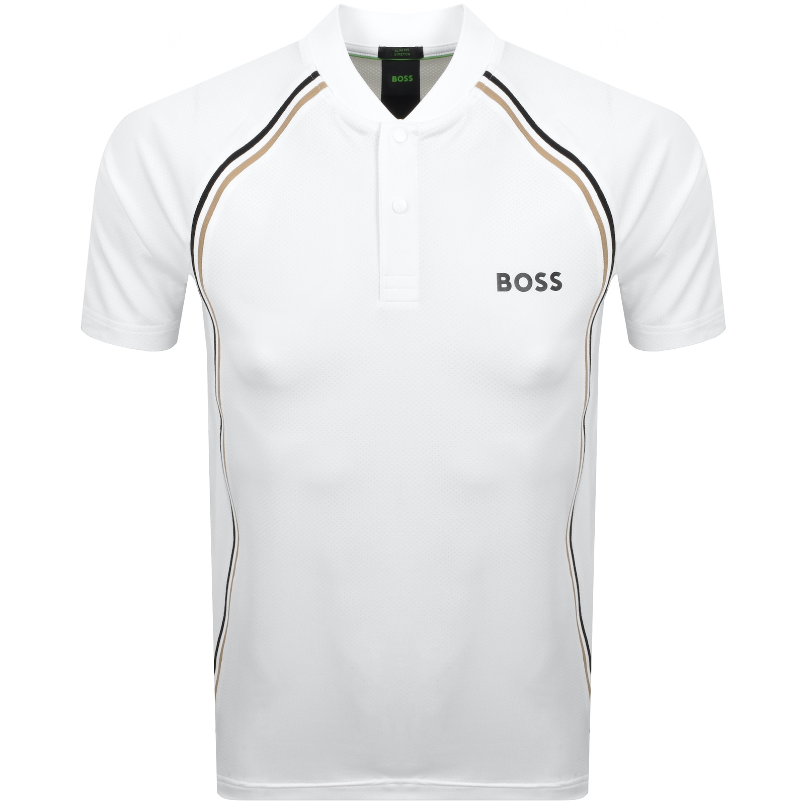 BOSS ATHLEISURE BOSS PARIQ MESH SLIM FIT POLO T SHIRT WHITE