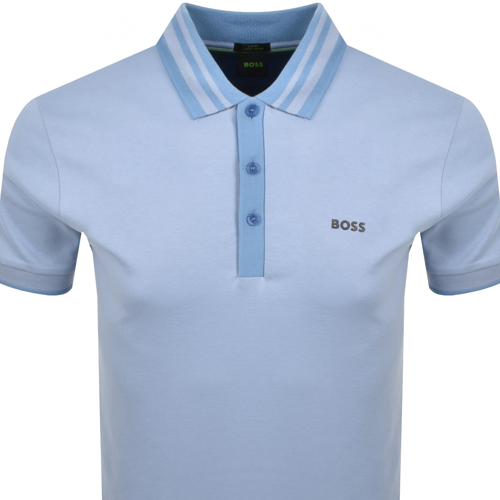 BOSS ATHLEISURE BOSS PAULE TAPE SLIM FIT POLO T SHIRT BLUE