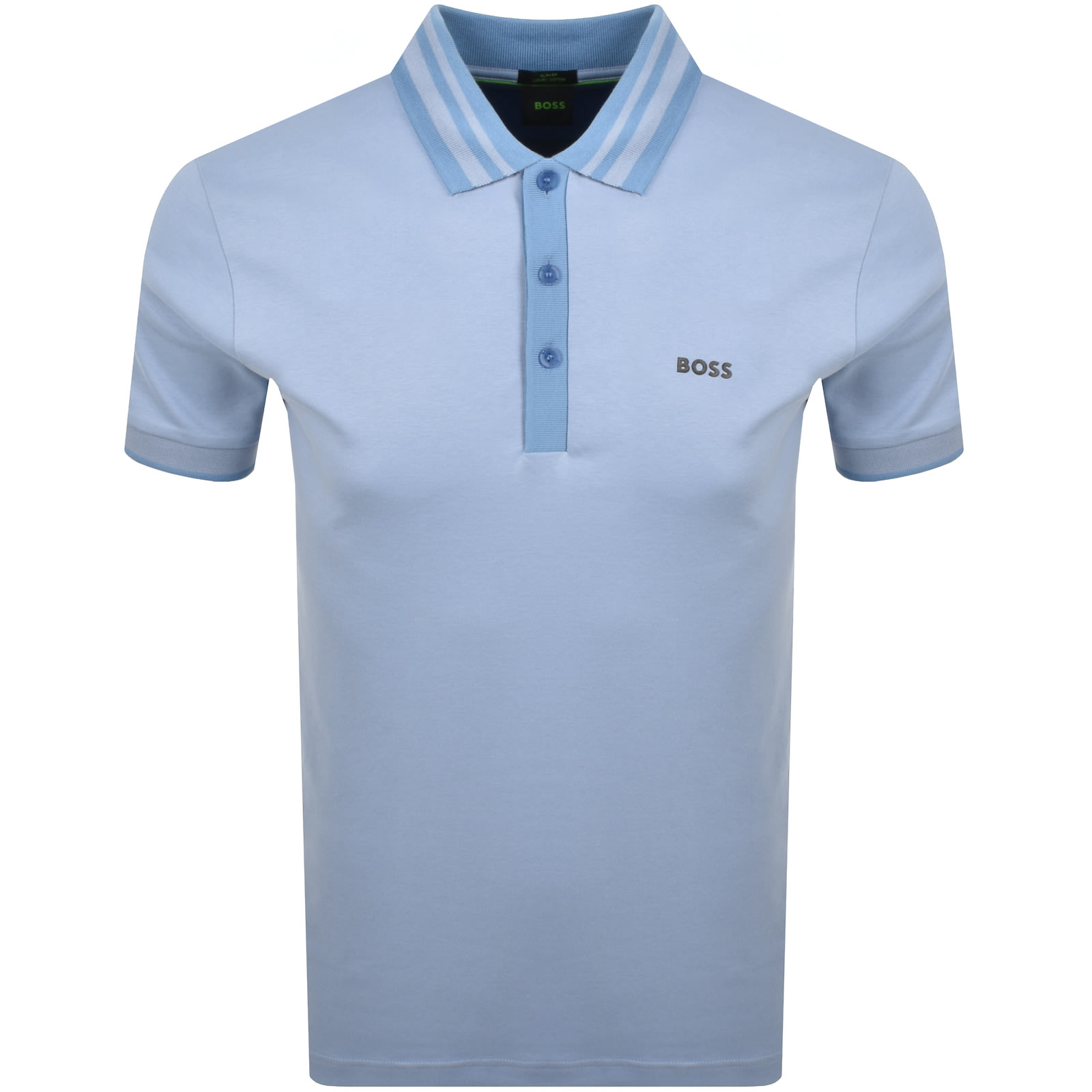 BOSS ATHLEISURE BOSS PAULE TAPE SLIM FIT POLO T SHIRT BLUE