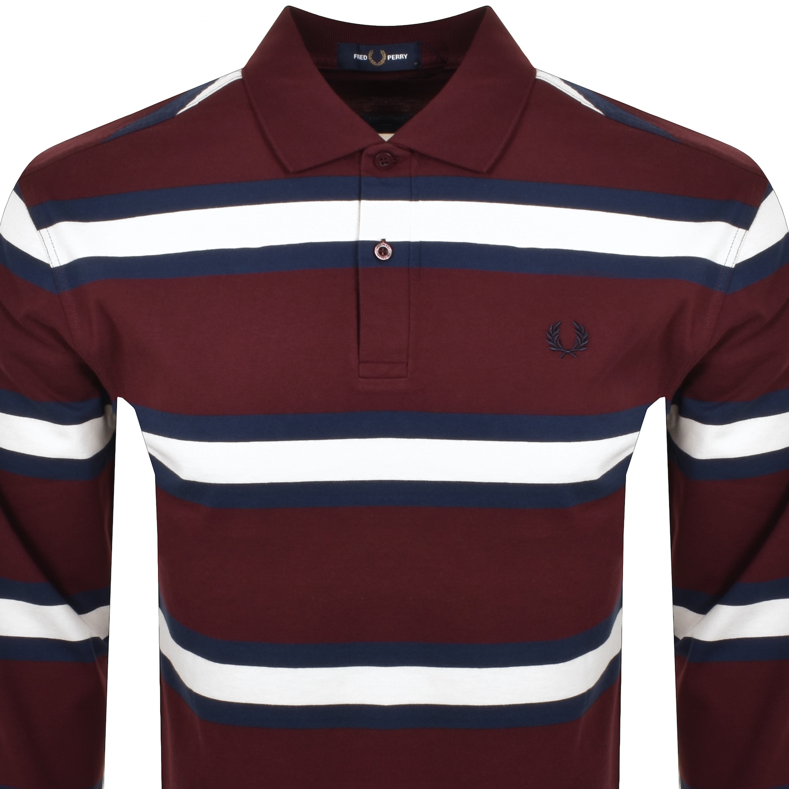 Fred Perry Stripe Polo T Shirt Burgundy In Burgundy