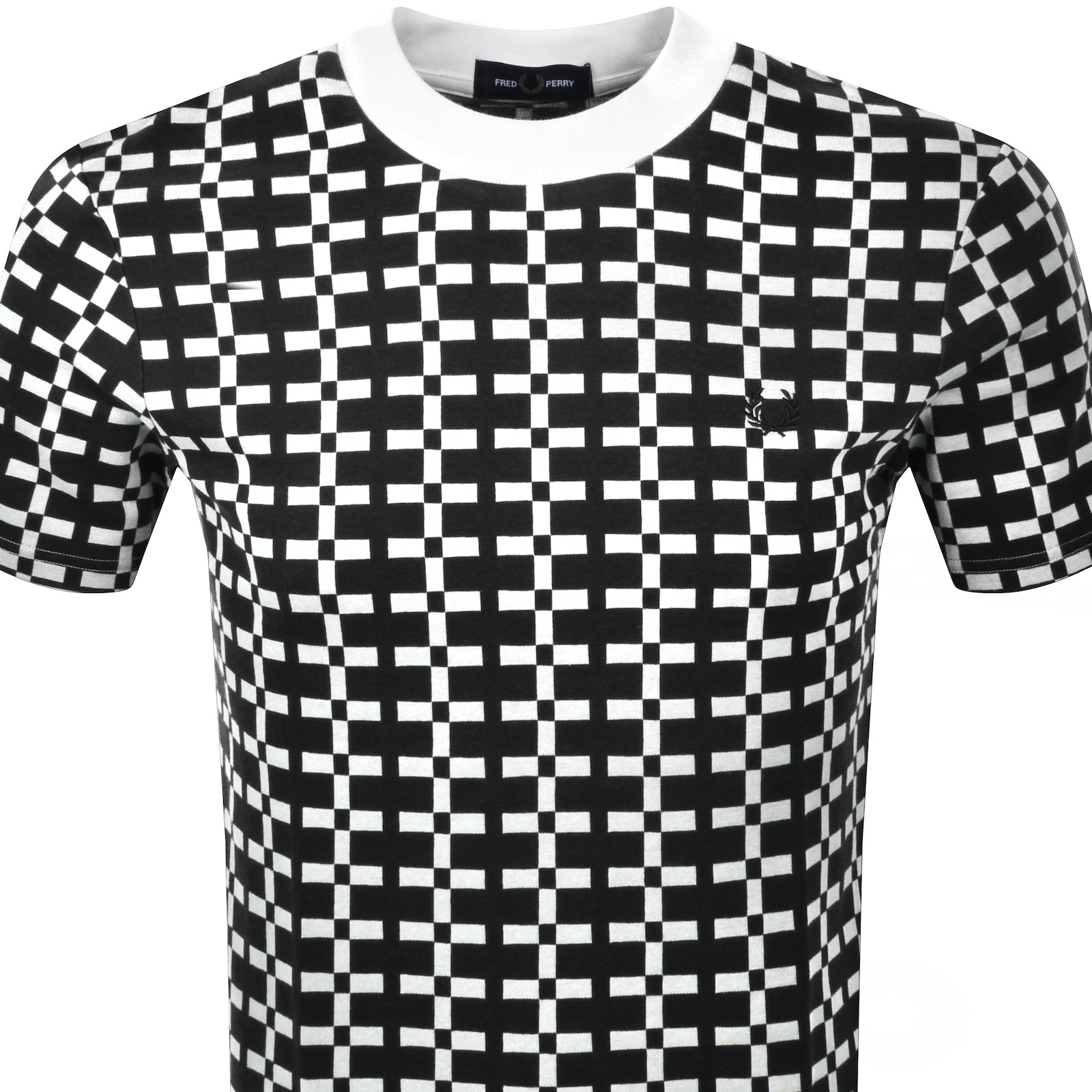 Fred Perry Geometric T Shirt Snow White In White