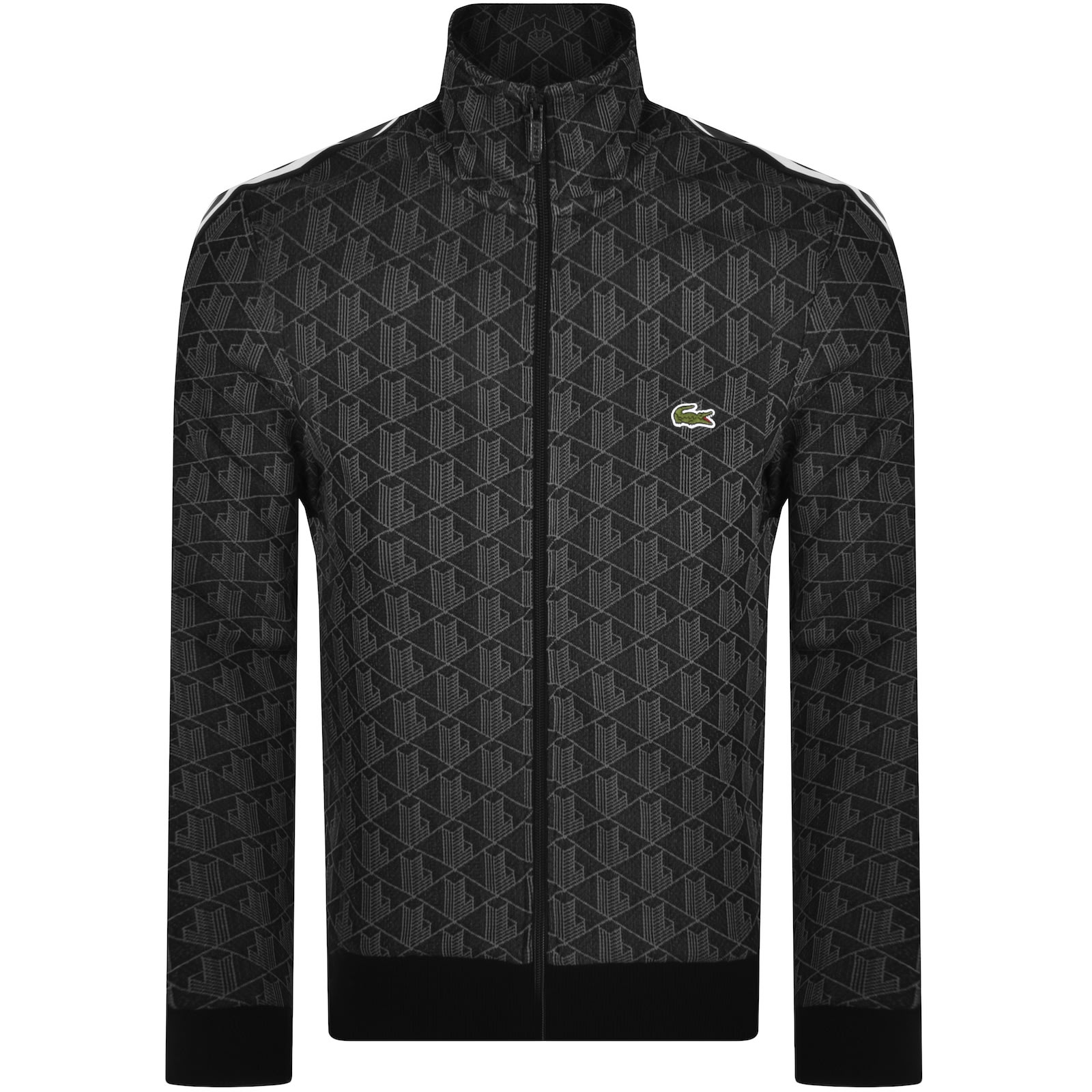 Lacoste Paris Zip-up Jacquard Jacket In Black