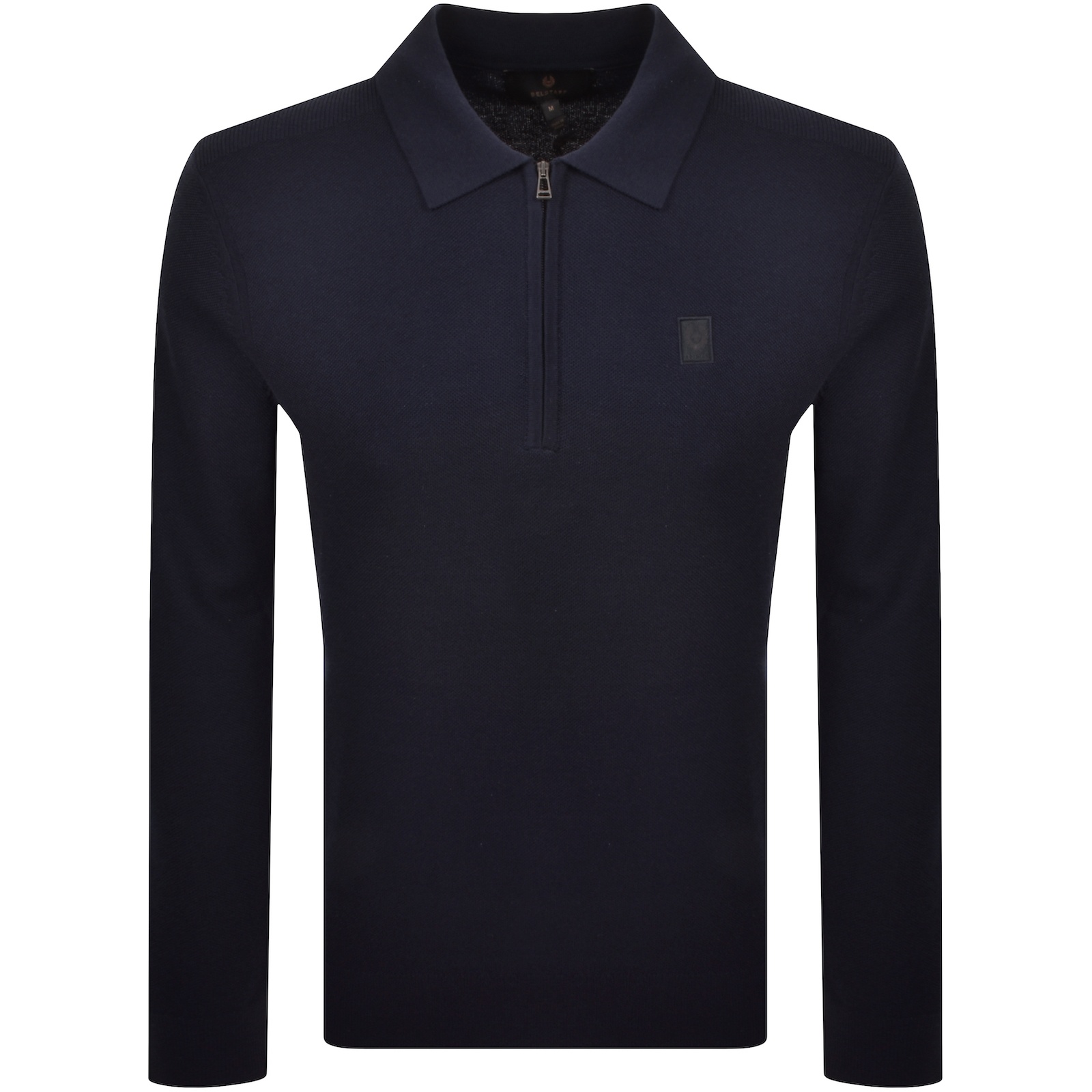 Belstaff Drift Knitted Polo T Shirt Navy In Animal Print