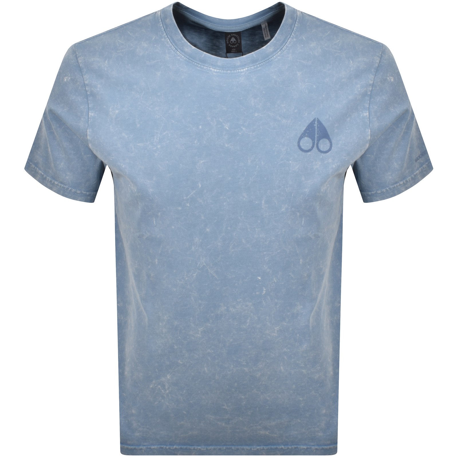 Moose Knuckles Round Neck Short Sleeves Washed Effect T-shirt In Blue