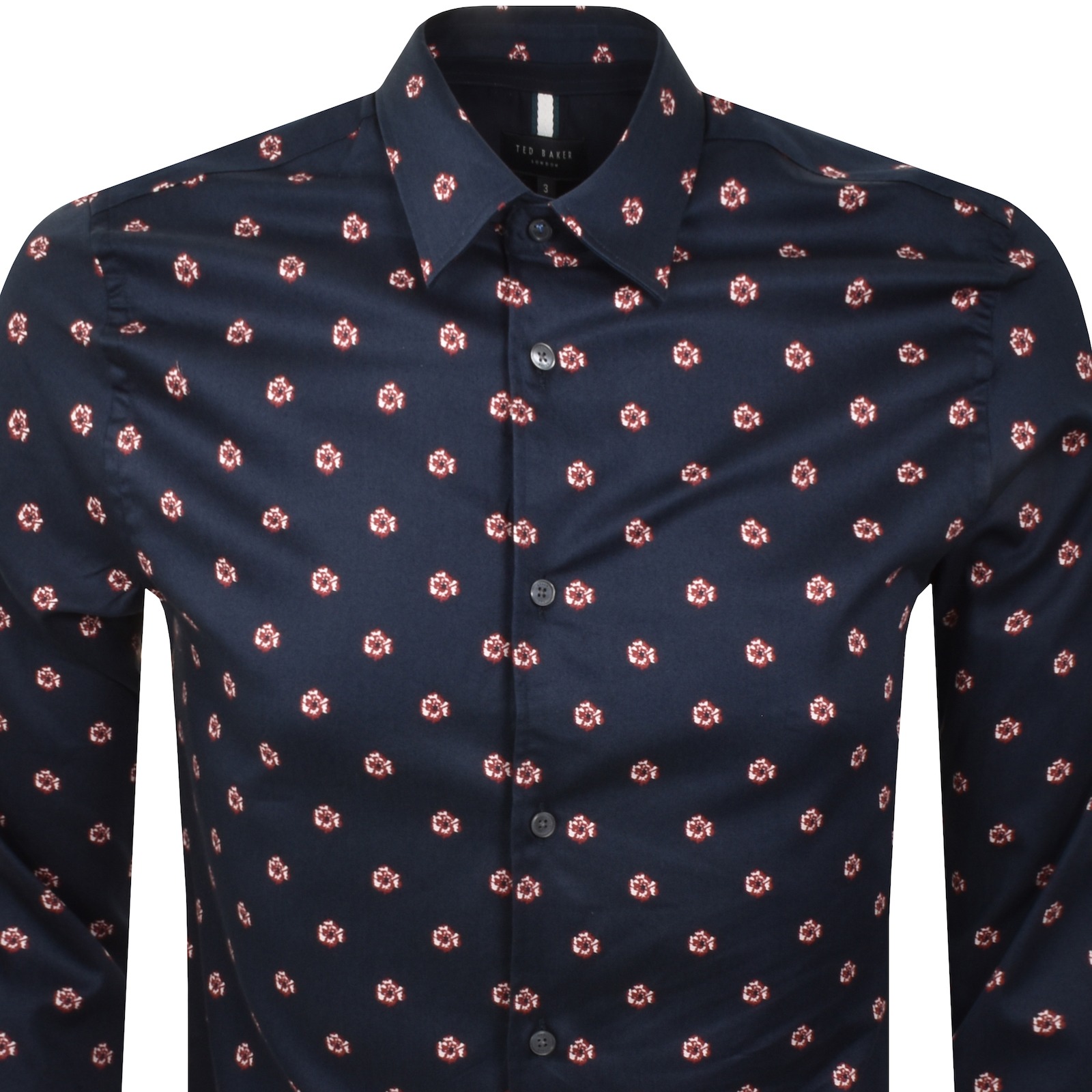 Ted Baker Mikceal Slim Fit Long Sleeve Floral Shirt In Navy