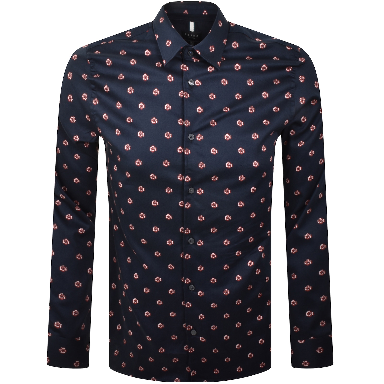 Ted Baker Mikceal Slim Fit Long Sleeve Floral Shirt In Navy
