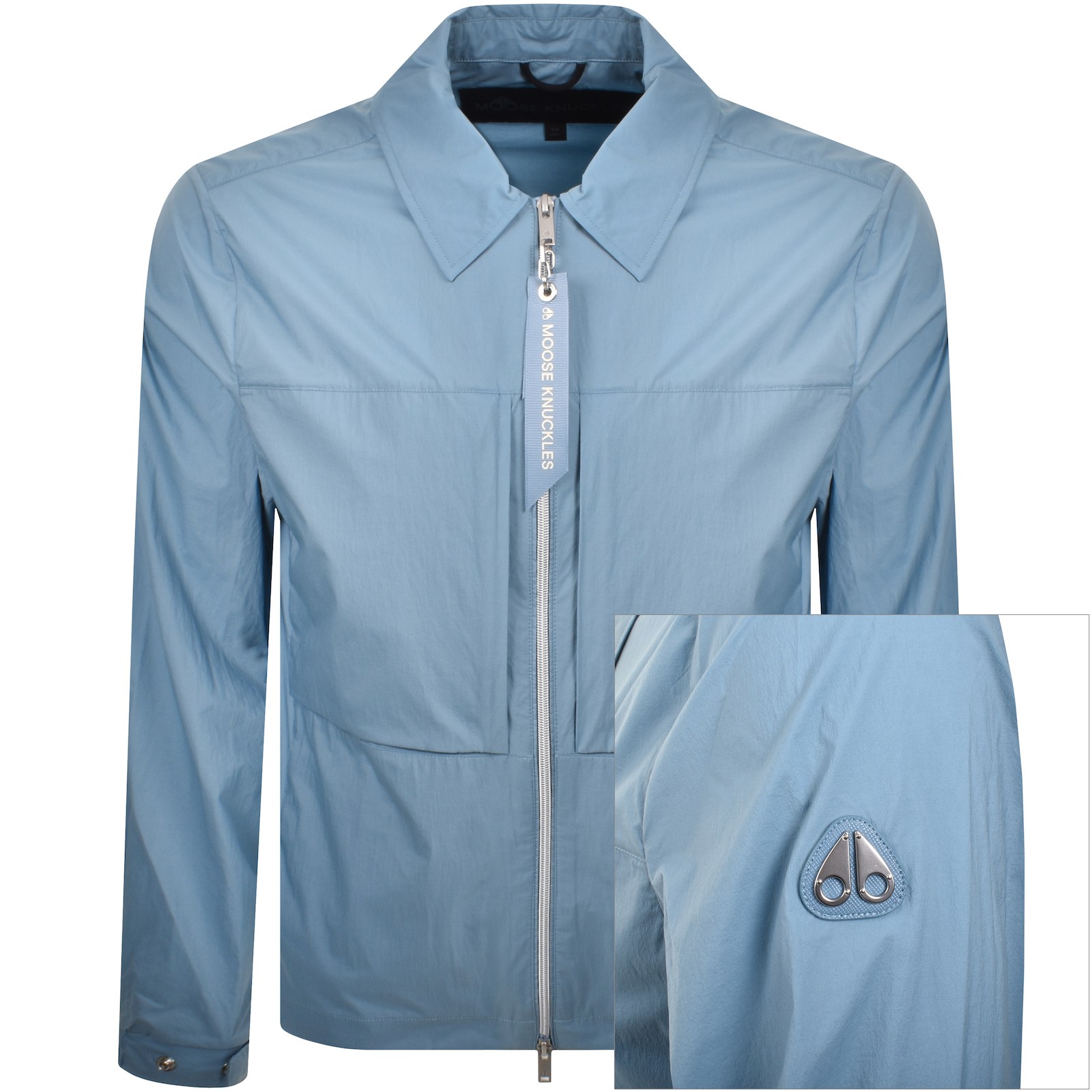 Shop Moose Knuckles Waverly Overshirt Sea Blue