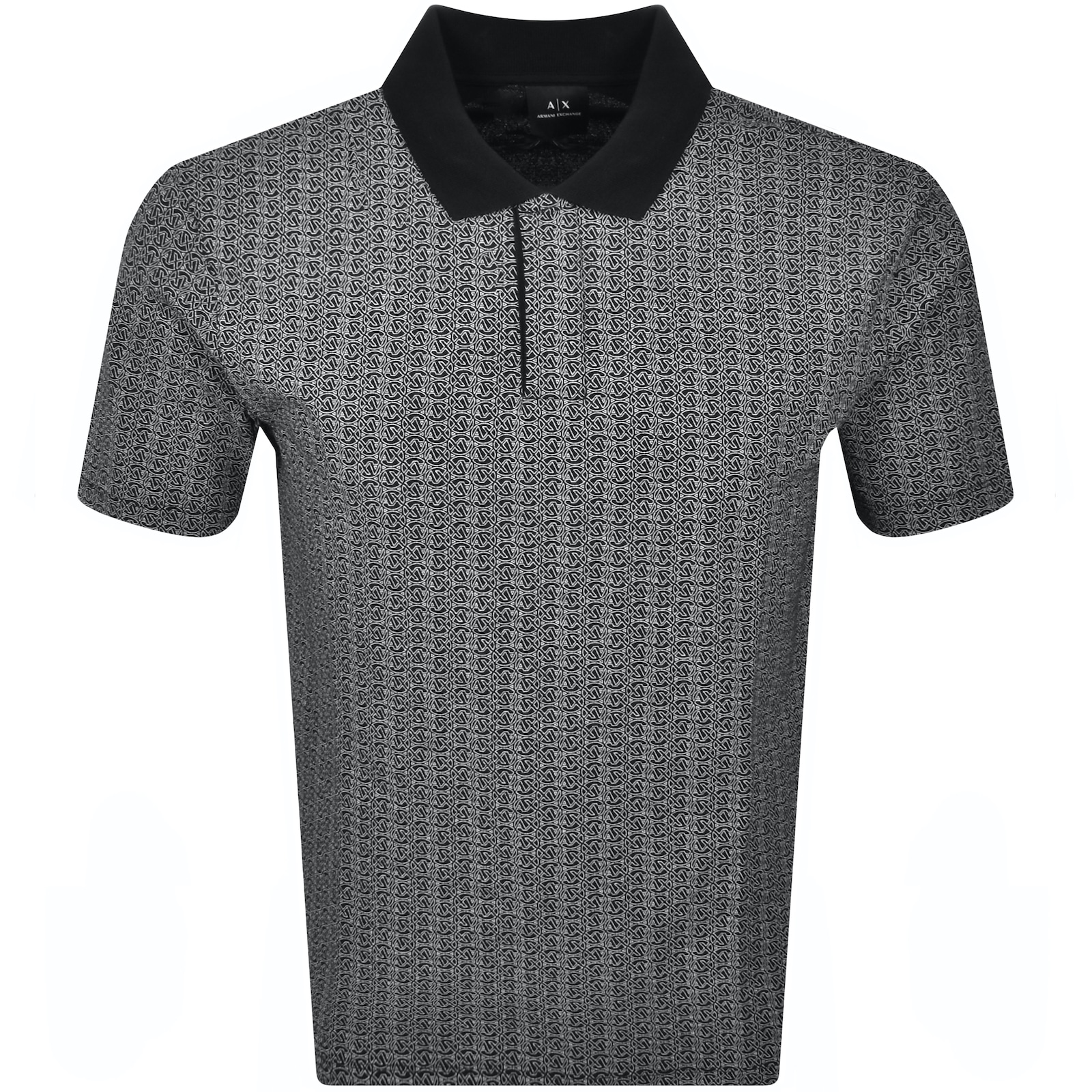 Armani Exchange Patterned Polo T Shirt Black In Gray
