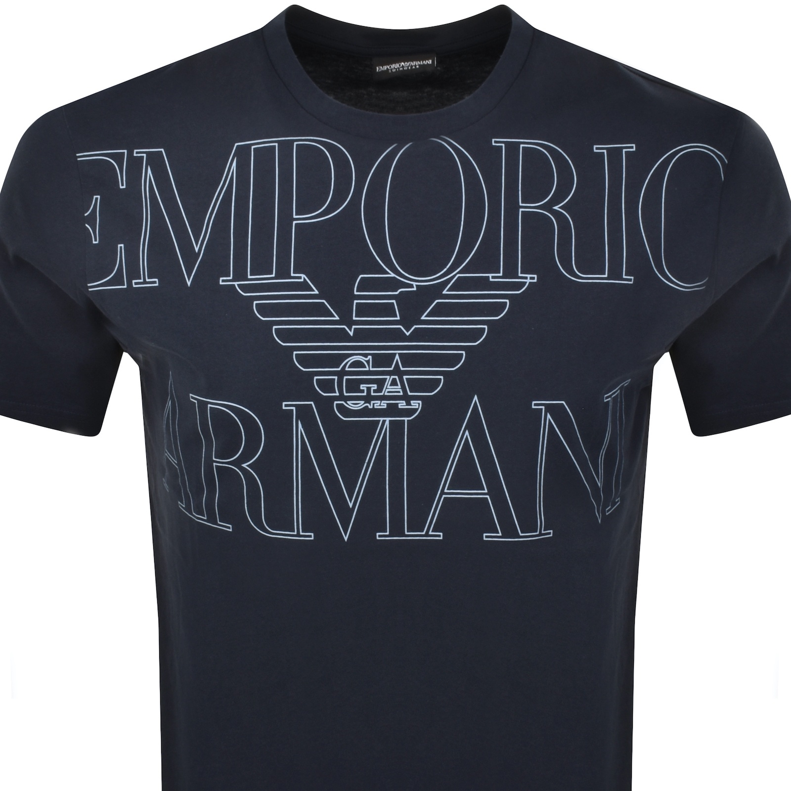 Armani Collezioni Emporio Armani Short Sleeve Logo T Shirt Navy In Blue