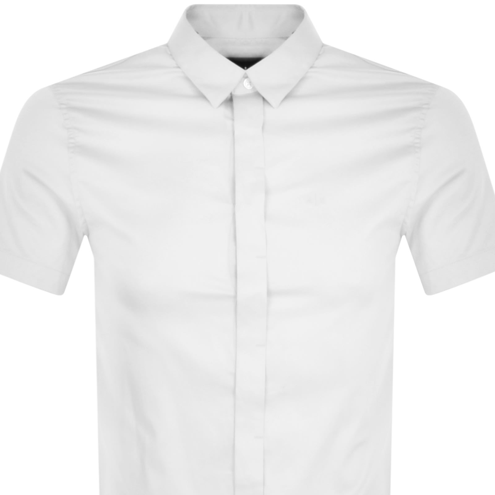 Armani Exchange Regular Fit Short Sleeve Shirt In White