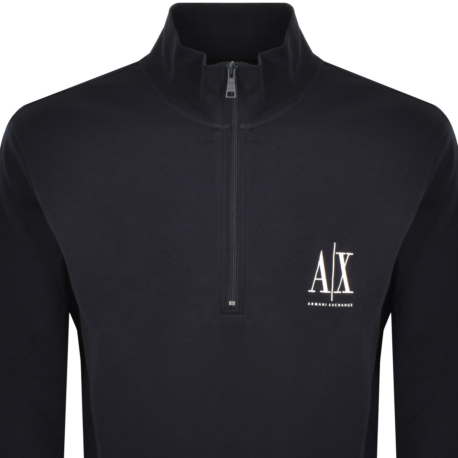 Armani Exchange Quarter Zip Hoodie Black In Navy