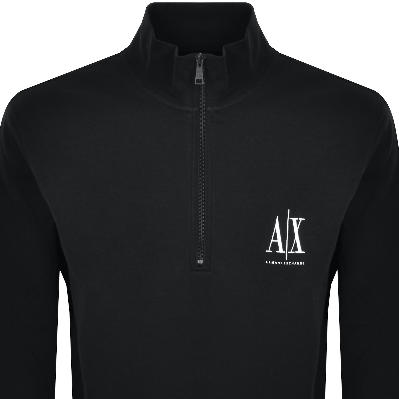 Armani Exchange Quarter Zip Hoodie Black In Black
