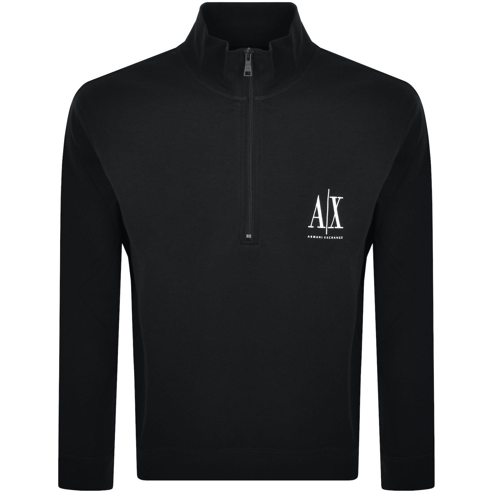 Armani Exchange Quarter Zip Hoodie Black In Black