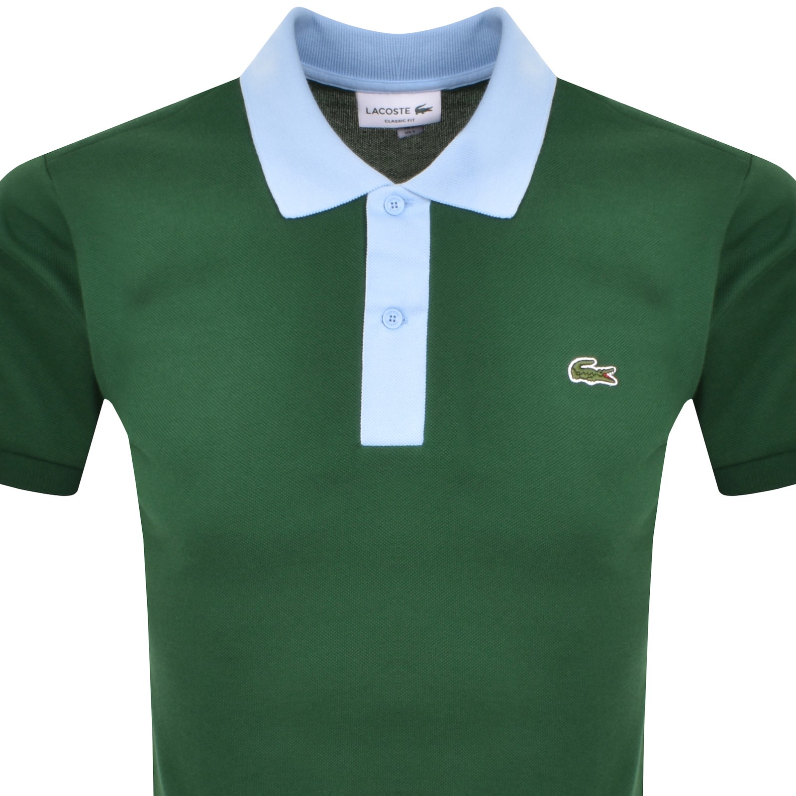 Lacoste Contrast Collar Polo T Shirt Green In Gray