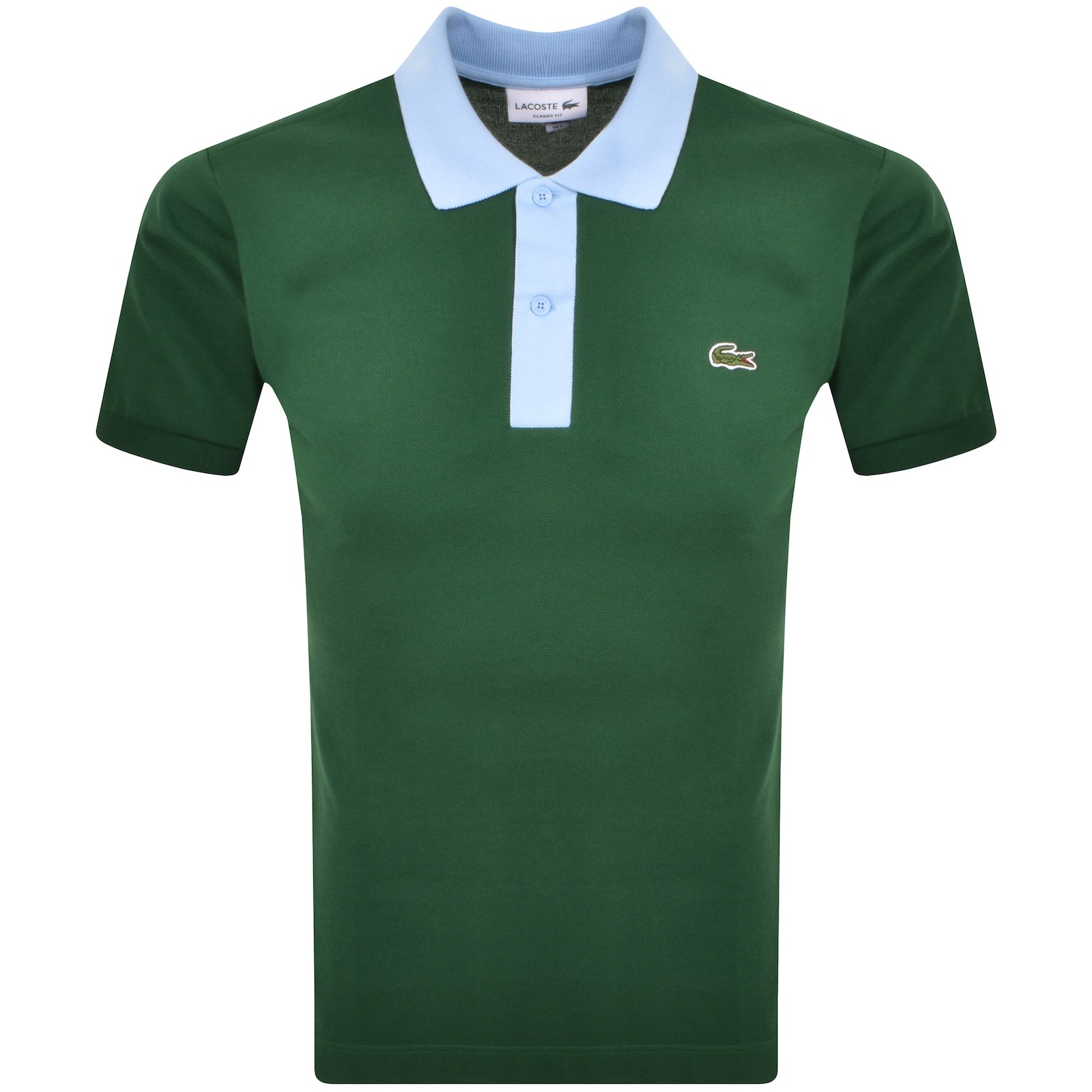 Lacoste Contrast Collar Polo T Shirt Green In Gray