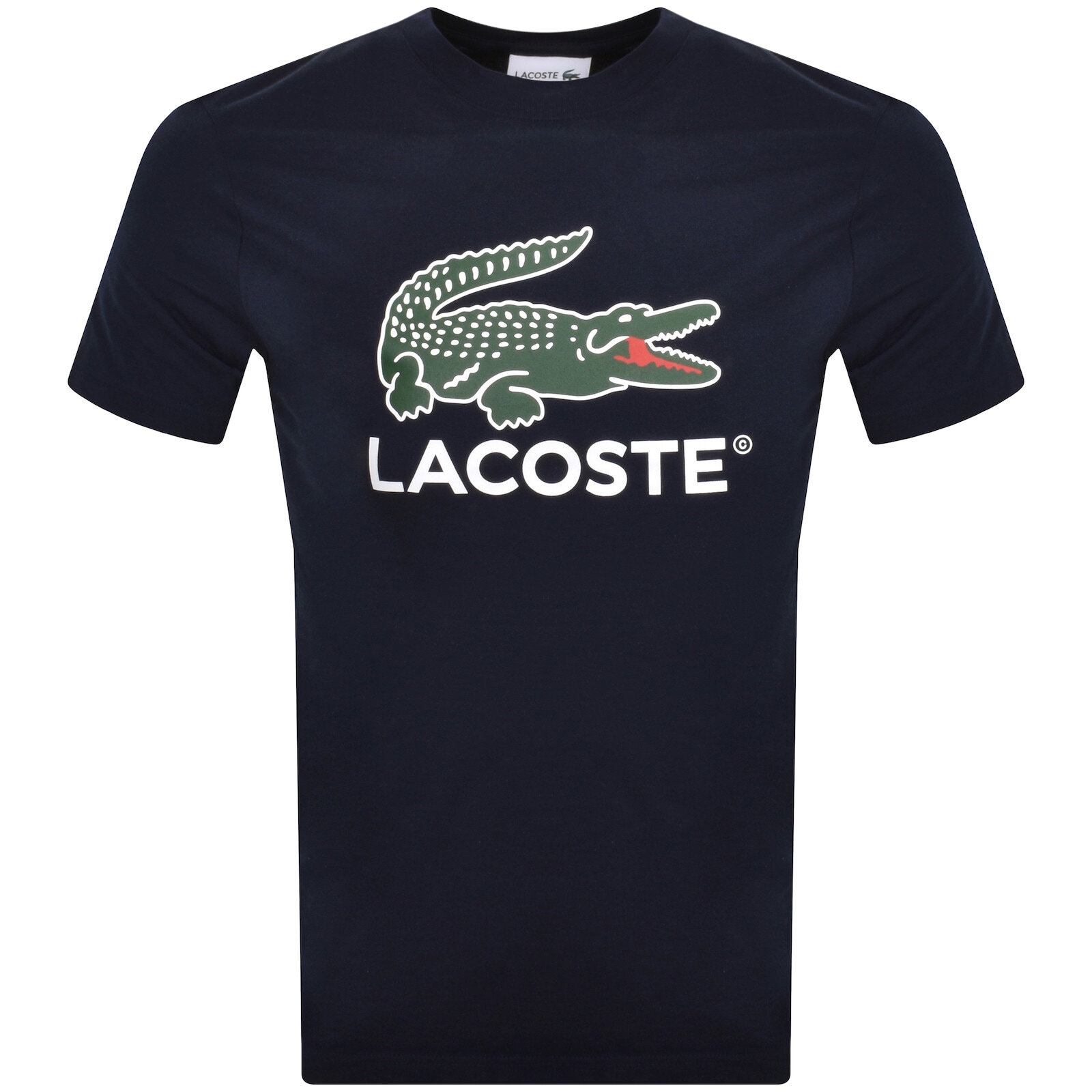 Lacoste Crew Neck Cotton T-shirt Print In Blue