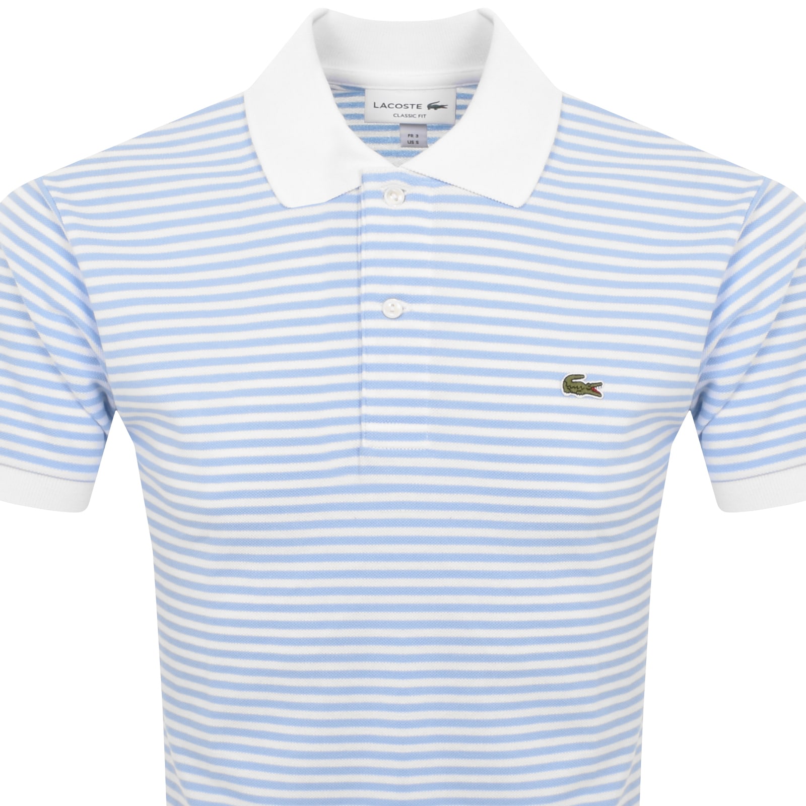 Lacoste Short Sleeved Stripe Polo T Shirt White In Blue