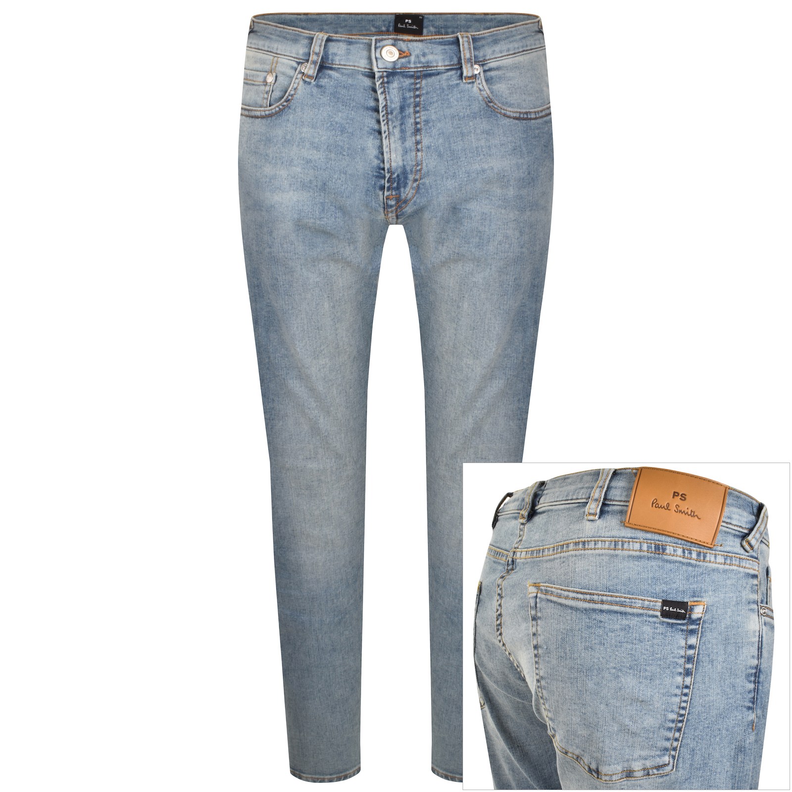PAUL SMITH PAUL SMITH TAPERED FIT JEANS LIGHT WASH BLUE