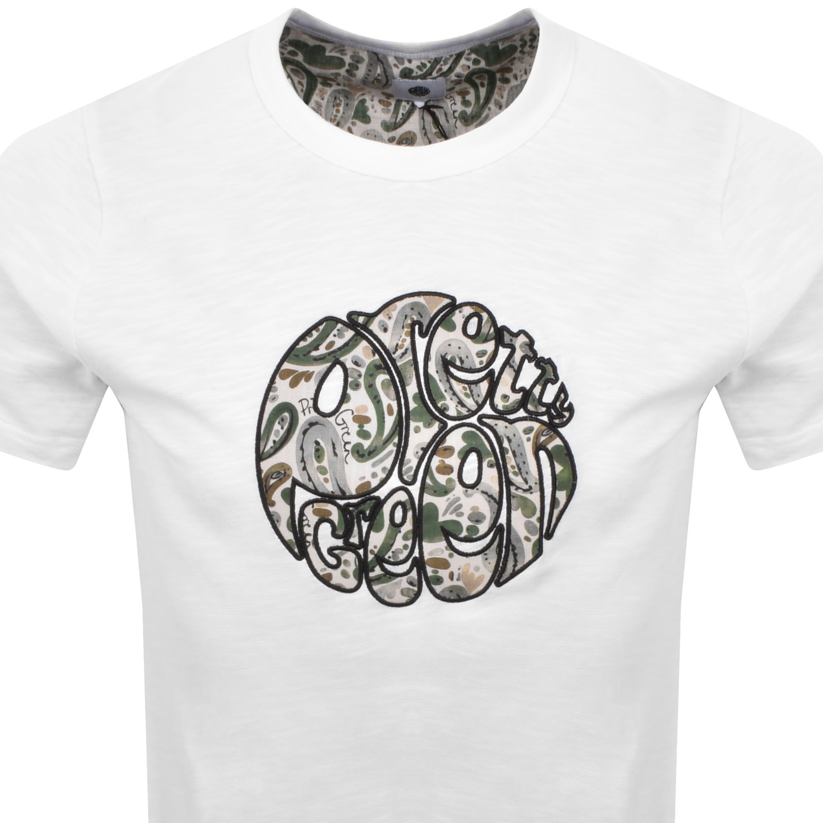 Pretty Green Aquarelle Paisley T Shirt White In White