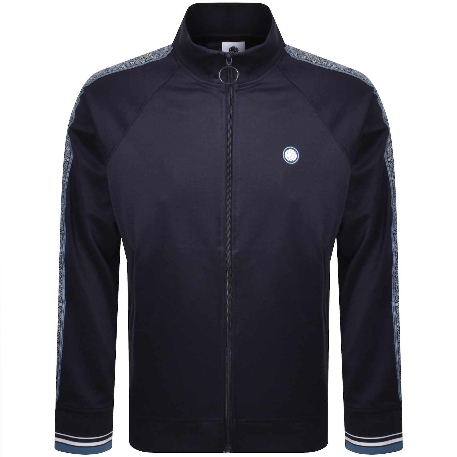 Pretty Green Eclipse Paisley Tape Track Top Navy In Black