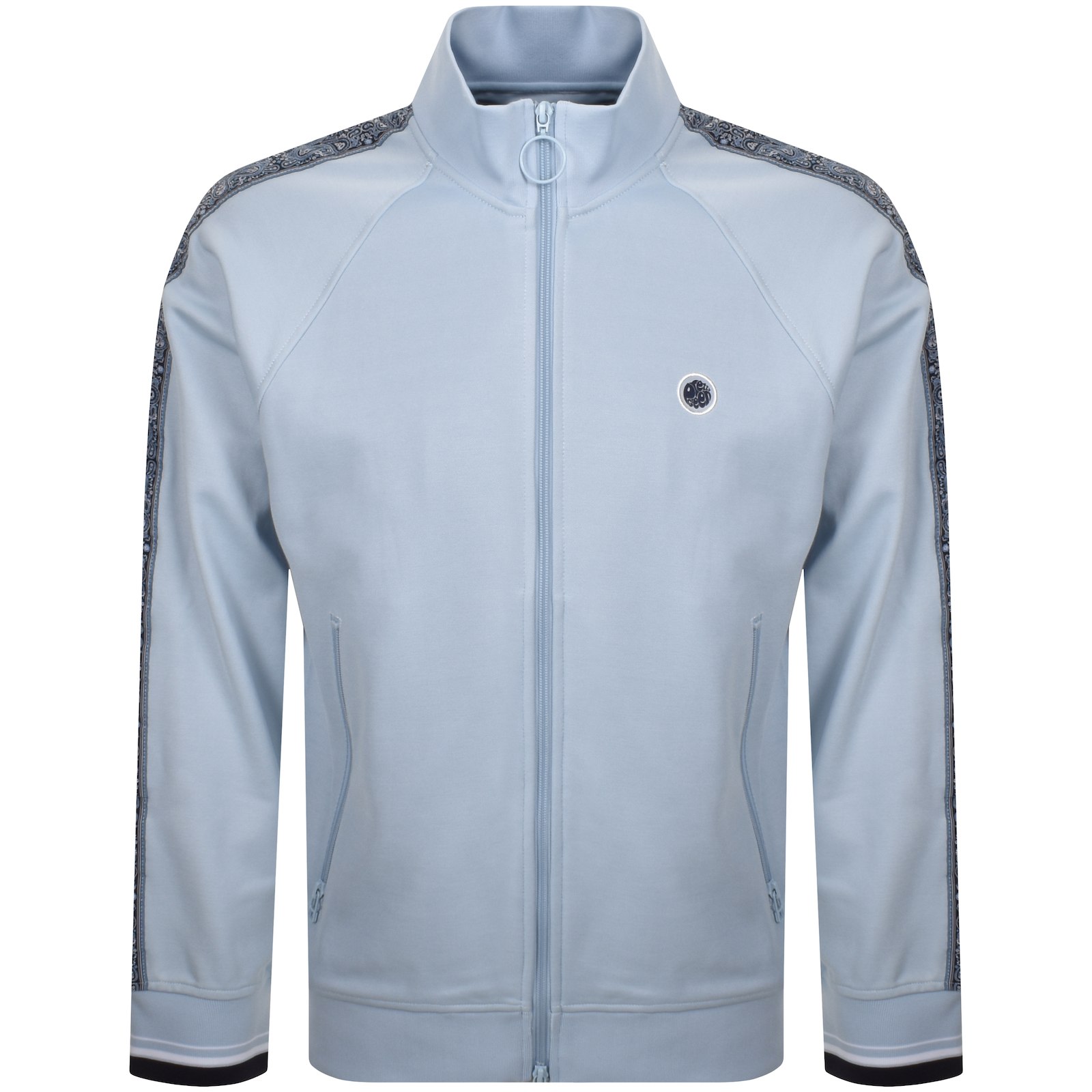 Pretty Green Eclipse Paisley Tape Track Top Blue In Gray