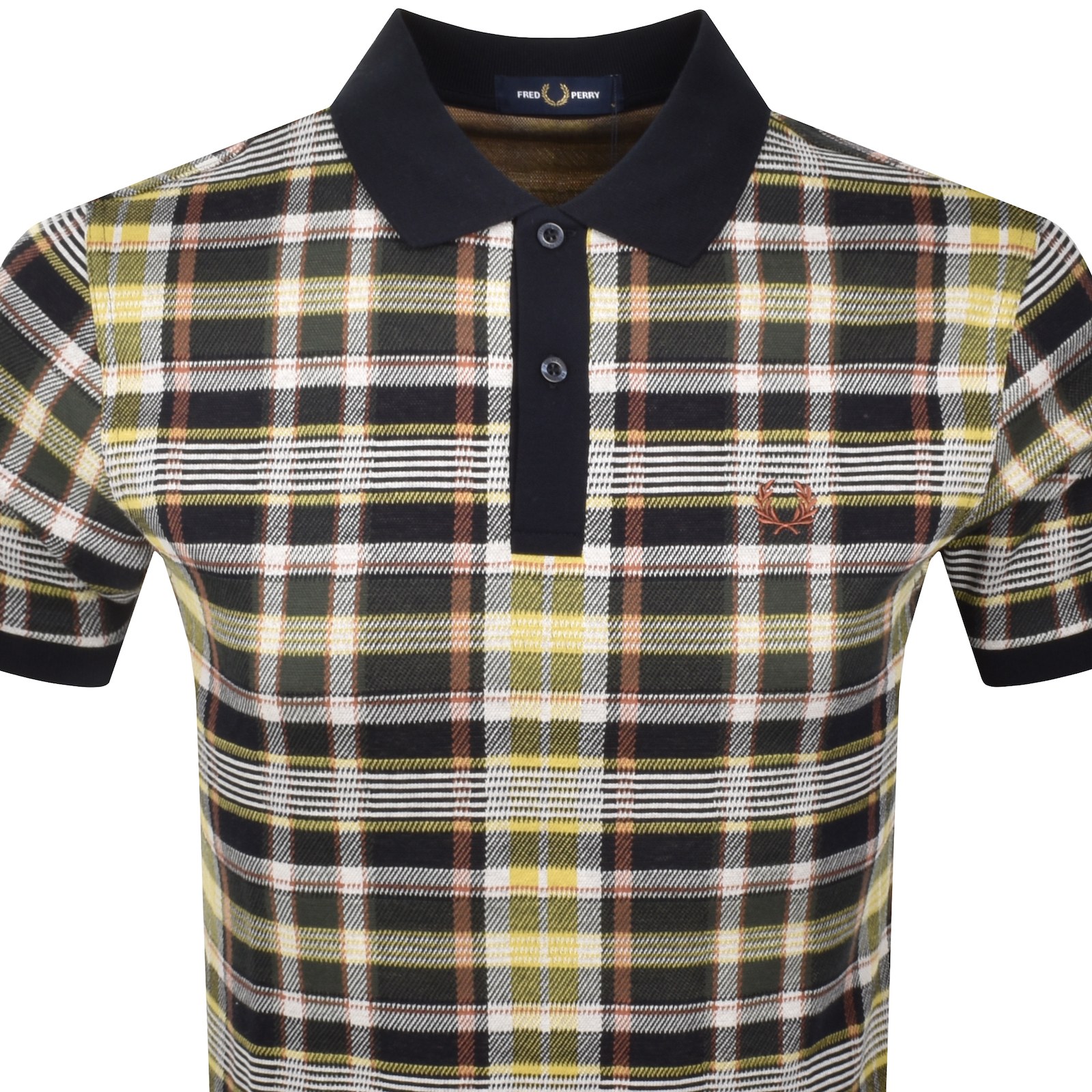 Fred Perry Navy Madras Polo In Navy