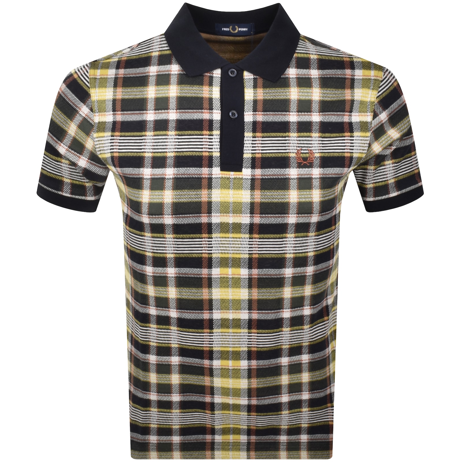 Fred Perry Navy Madras Polo In Navy