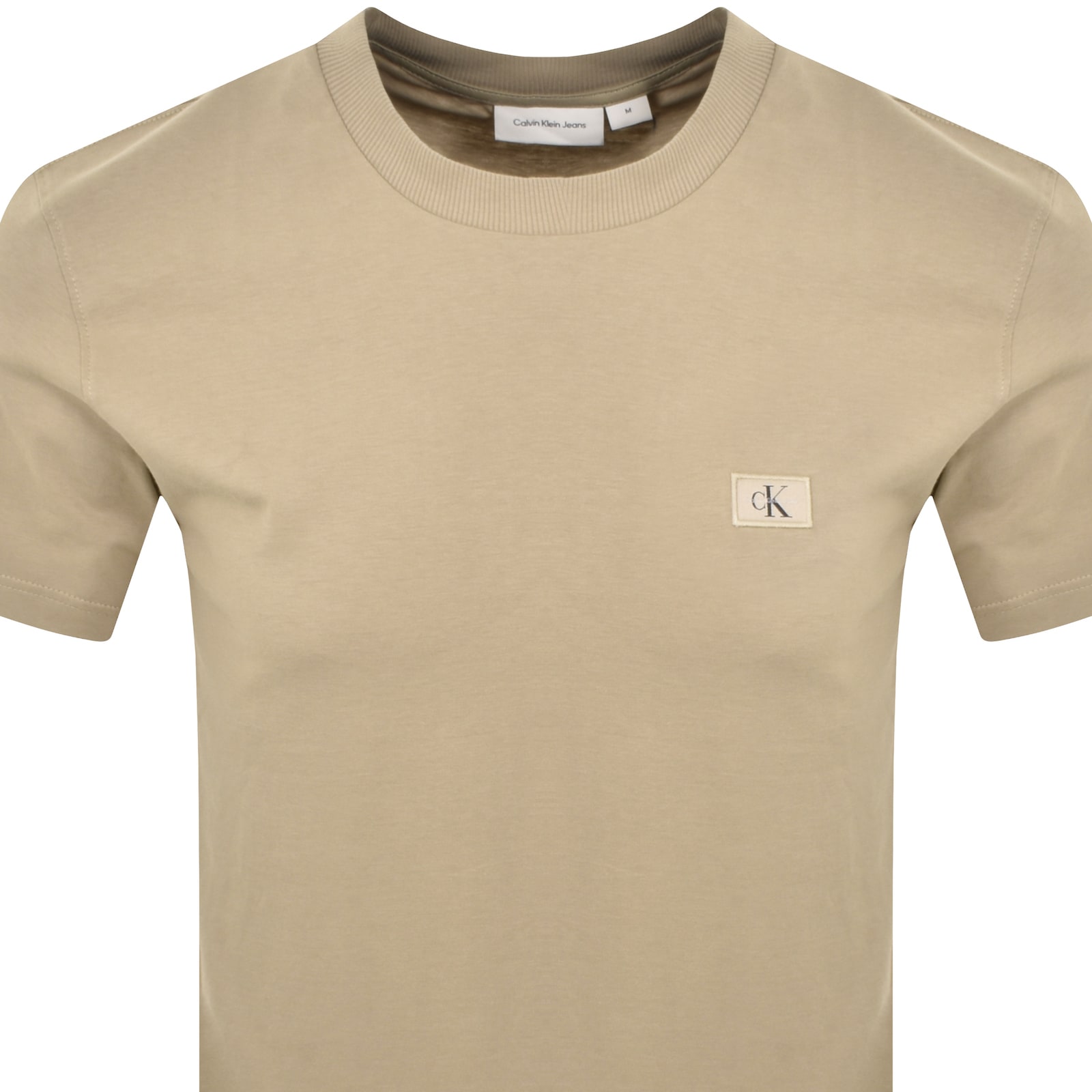 Shop Calvin Klein Jeans Woven Label T Shirt Khaki