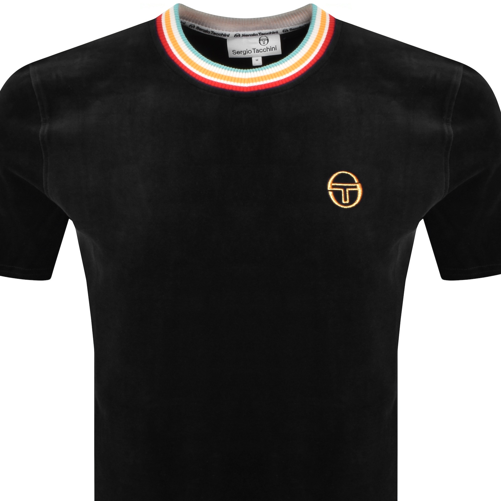 Sergio Tacchini Slice Tee Velour T Shirt Maritime Blue Gold In Blue