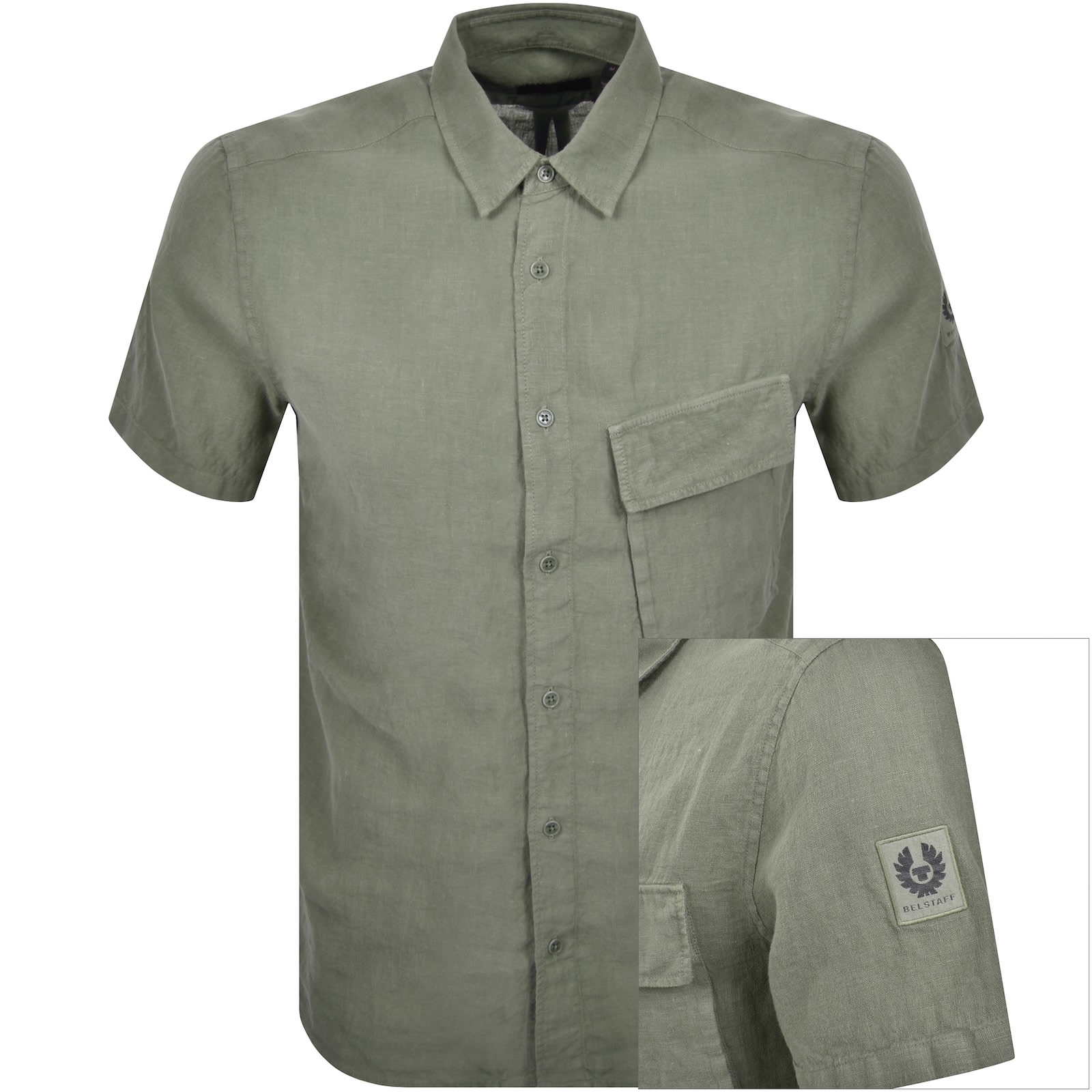 Belstaff Scale Short Sleeved Shirt Green In Green