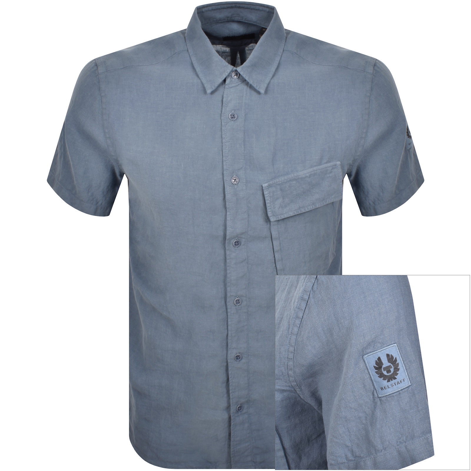 Belstaff Scale Short Sleeved Shirt Blue In Blue