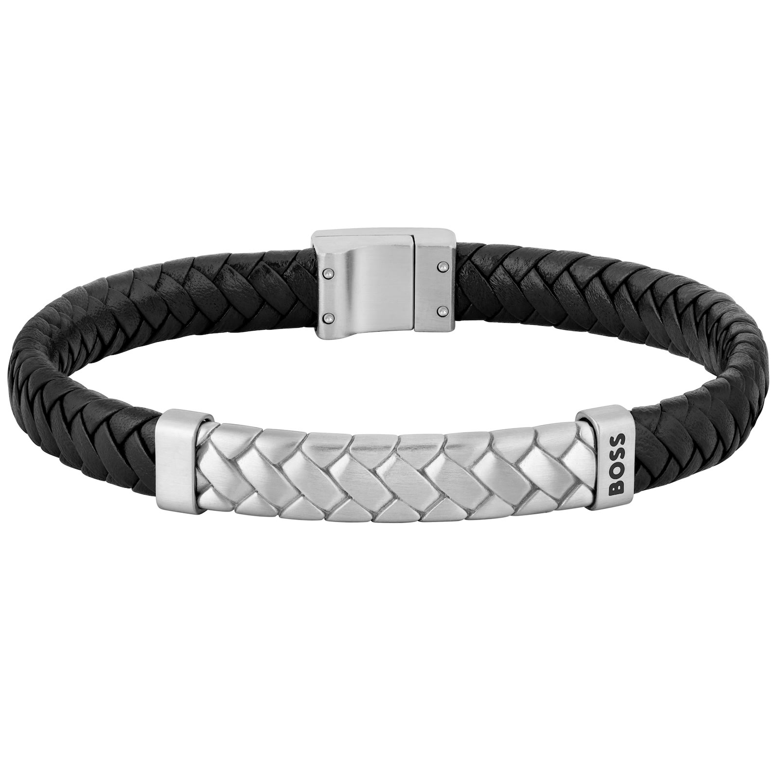 Hugo Boss Boss Herringbone Bracelet Black In Black
