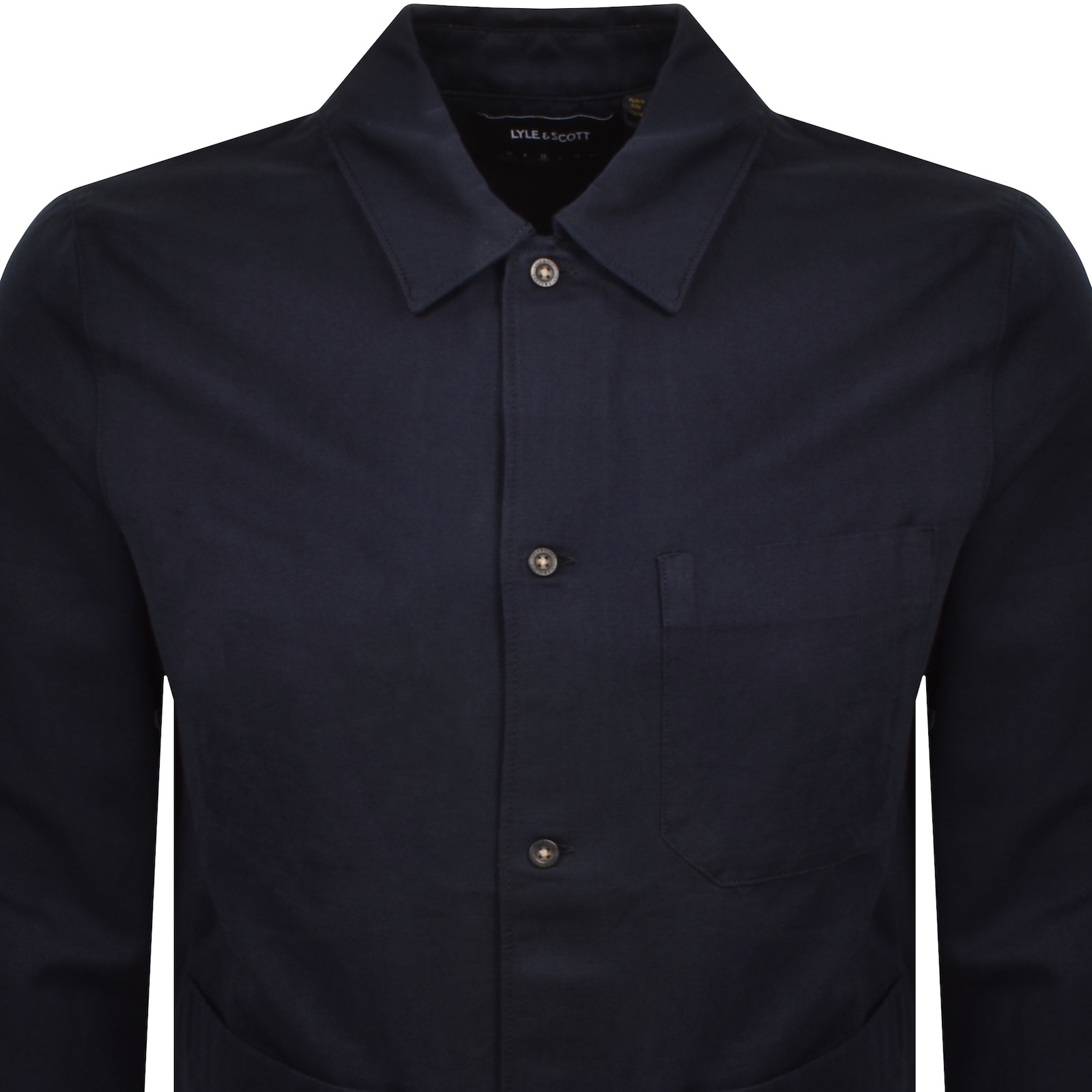 Lyle & Scott Lyle And Scott Linen Blend Overshirt Navy In Black