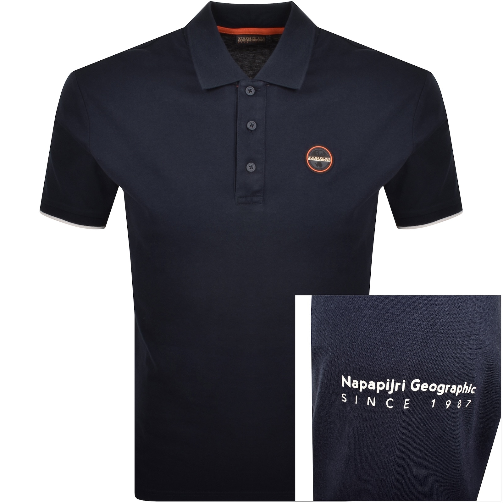 Napapijri E Badge Short Sleeve Polo T Shirt Navy In Blue