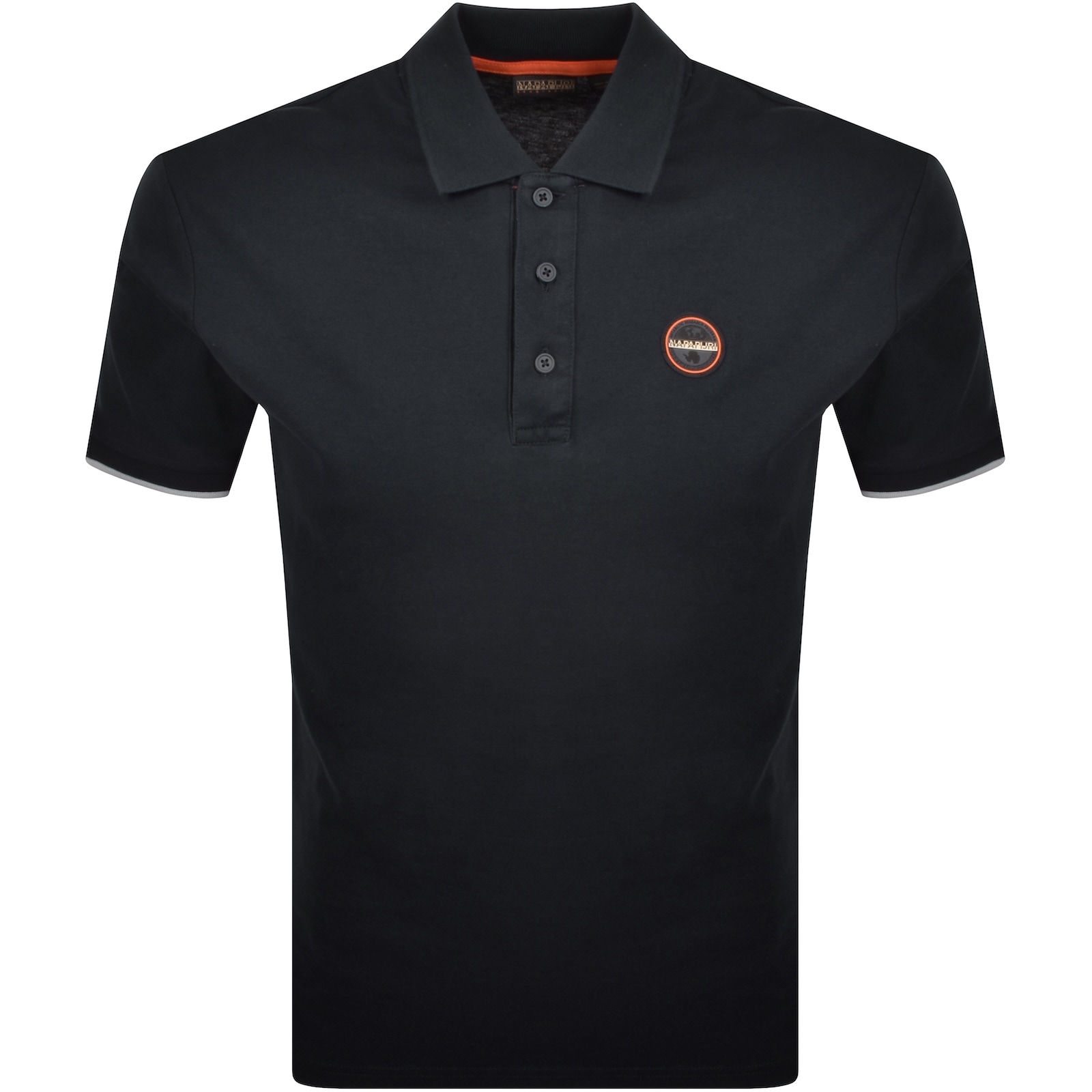 Napapijri E Badge Short Sleeve Polo T Shirt Black In Black
