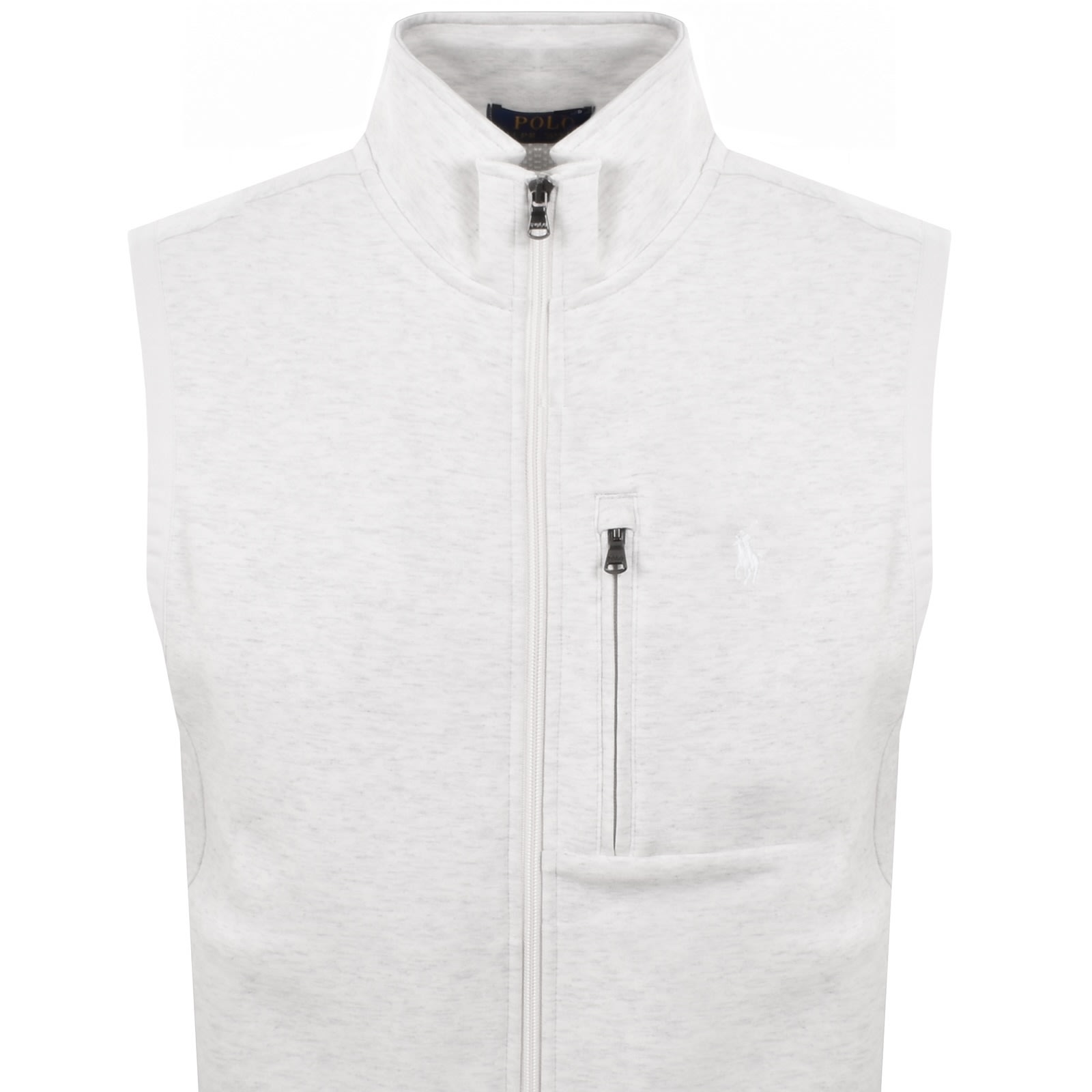 Ralph Lauren Full Zip Gilet Grey In White