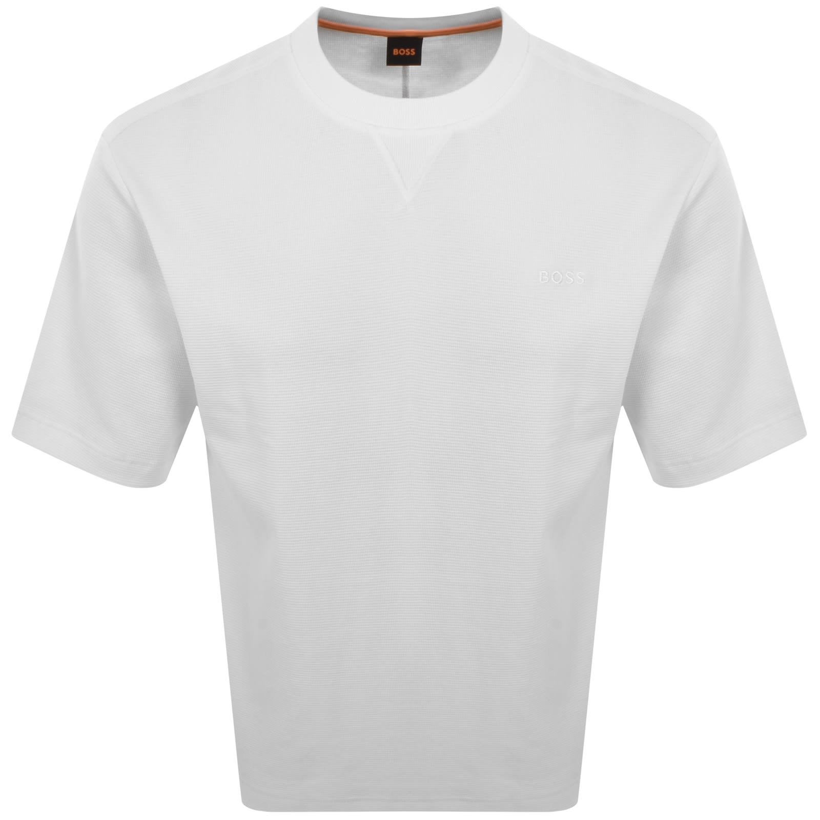 Boss Casual Boss Waffle Cotton Logo T Shirt White In White