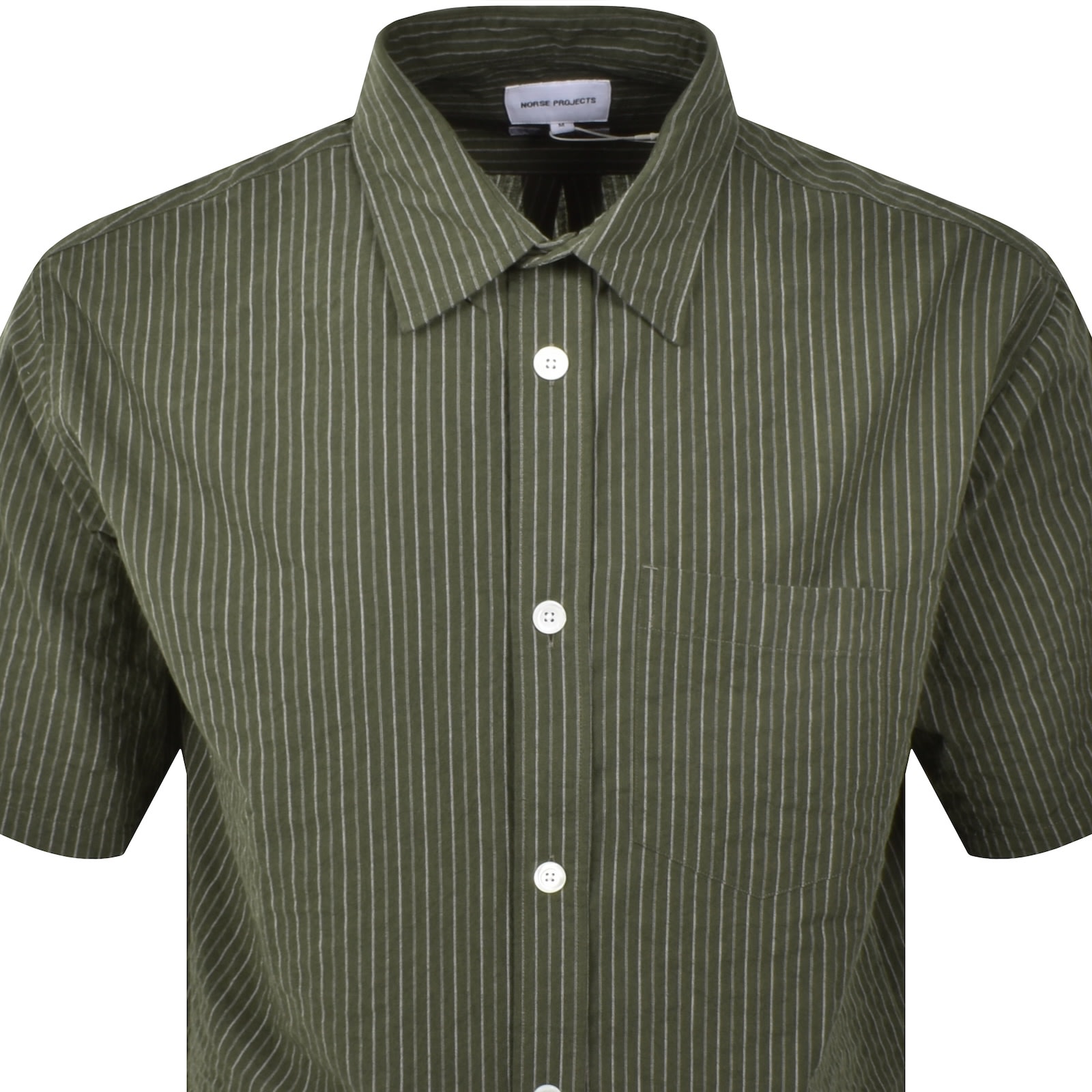 Norse Projects Khaki Mo Oversized Stripe Ss Shirt In Green