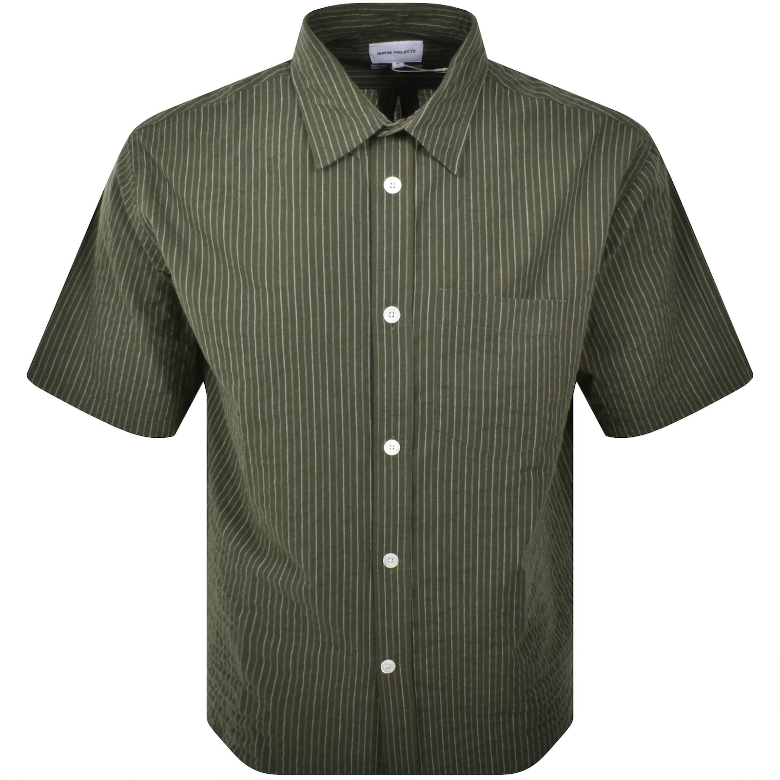Norse Projects Khaki Mo Oversized Stripe Ss Shirt In Green