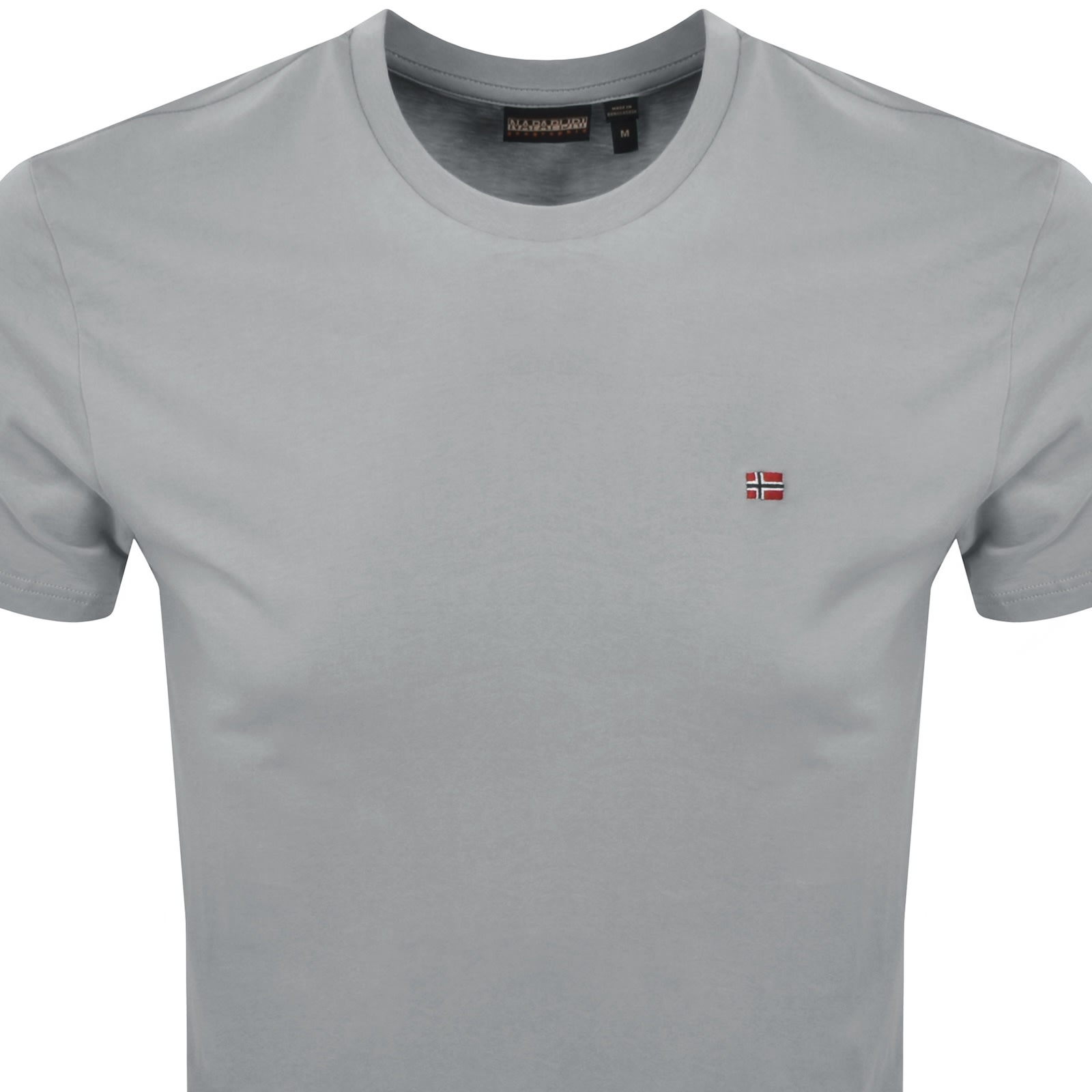 Napapijri Embroidered Logo Gray Cotton T-shirt In Gray