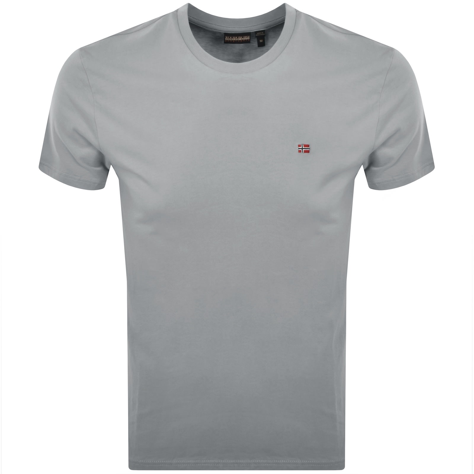 Napapijri Embroidered Logo Gray Cotton T-shirt In Gray