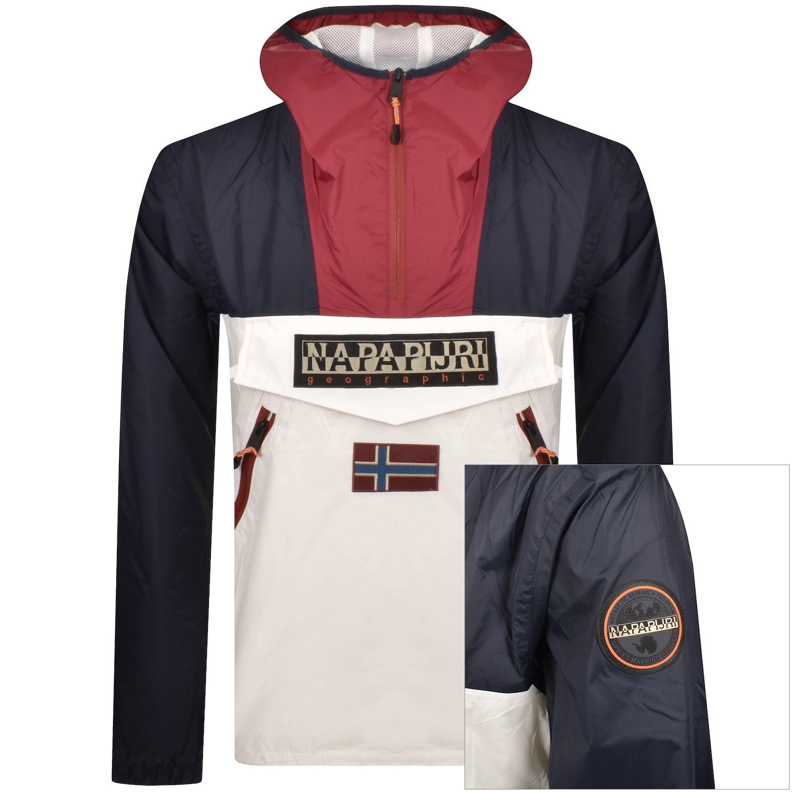 Napapijri Rainforest Windbreaker Jacket Cream In Blue