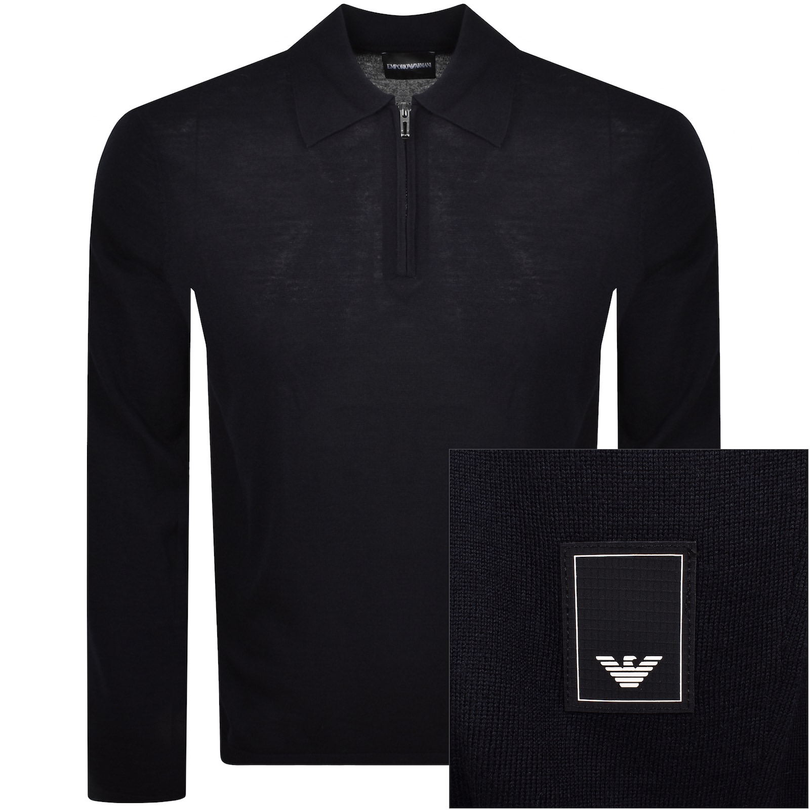 Armani Collezioni Emporio Armani Quarter Zip Wool Jumper Navy In Navy