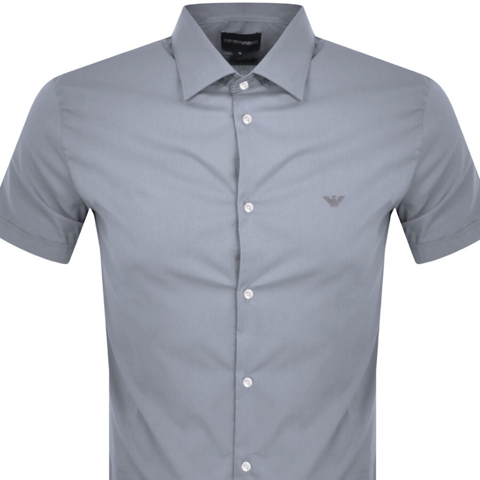 Armani Collezioni Emporio Armani Short Sleeved Slim Fit Shirt Blue In Blue