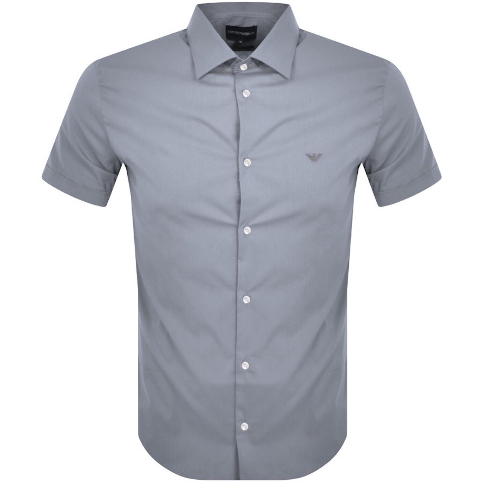 Armani Collezioni Emporio Armani Short Sleeved Slim Fit Shirt Blue In Blue