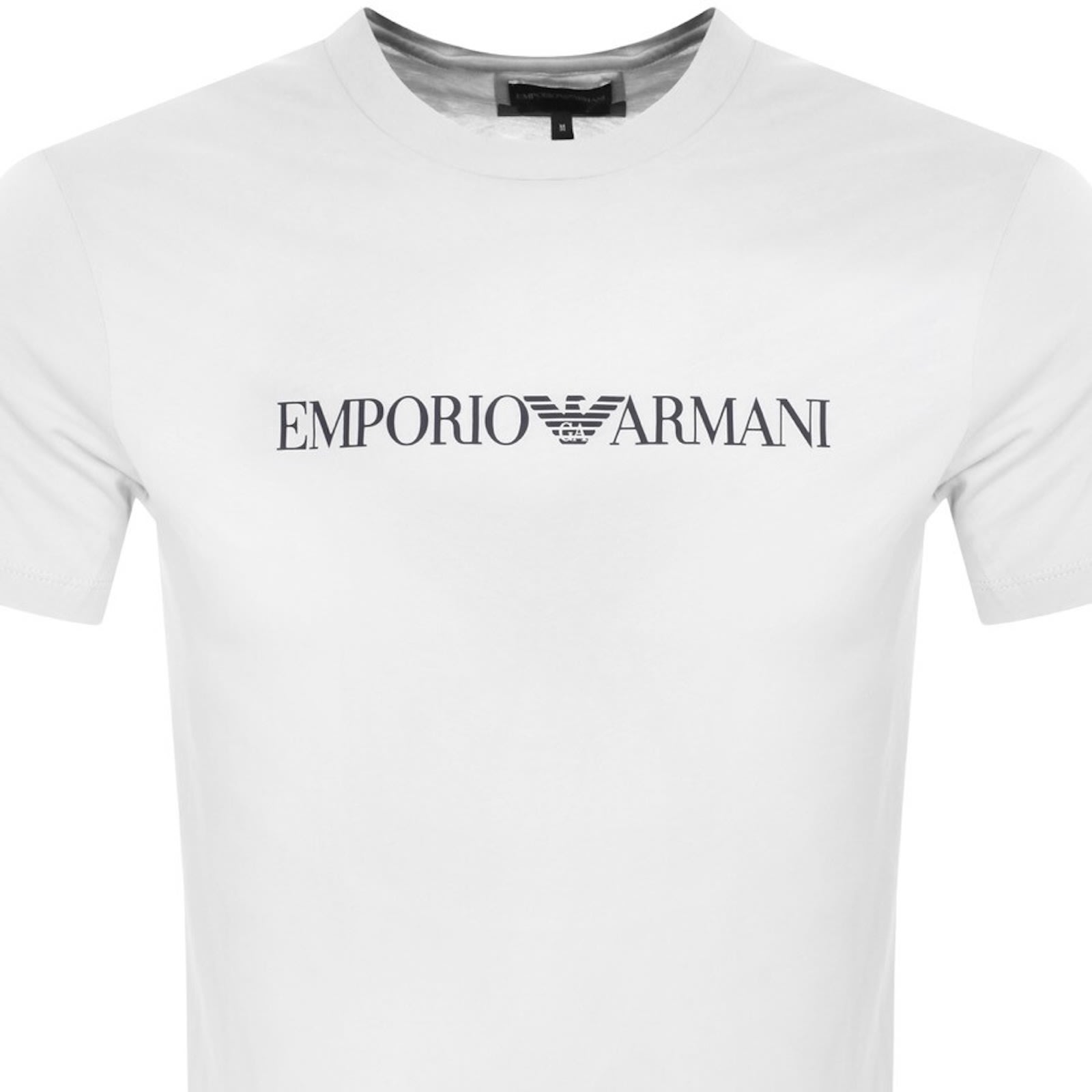 Armani Collezioni Emporio Armani Crew Neck Logo T Shirt White In White