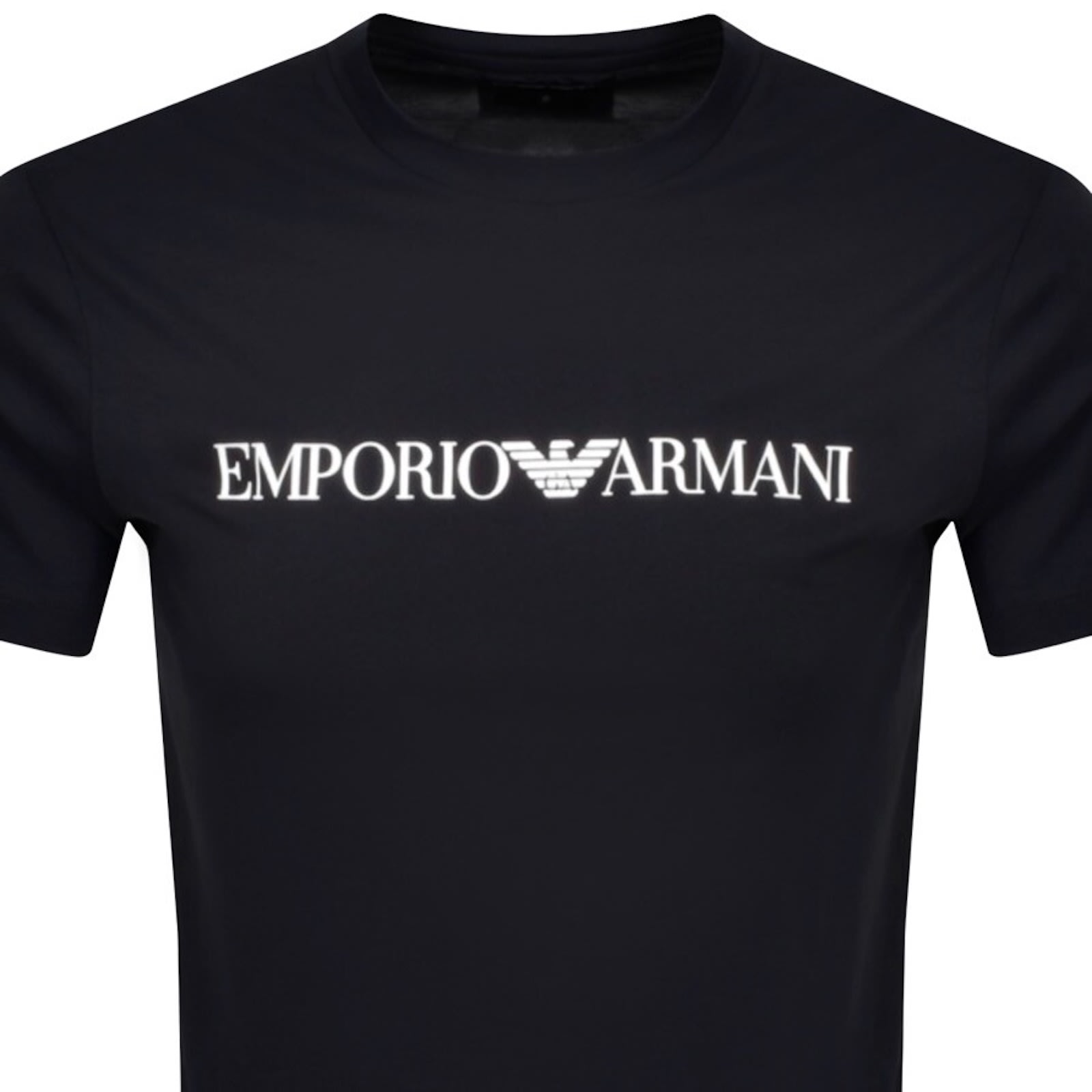 Armani Collezioni Emporio Armani Crew Neck Logo T Shirt Black In Navy